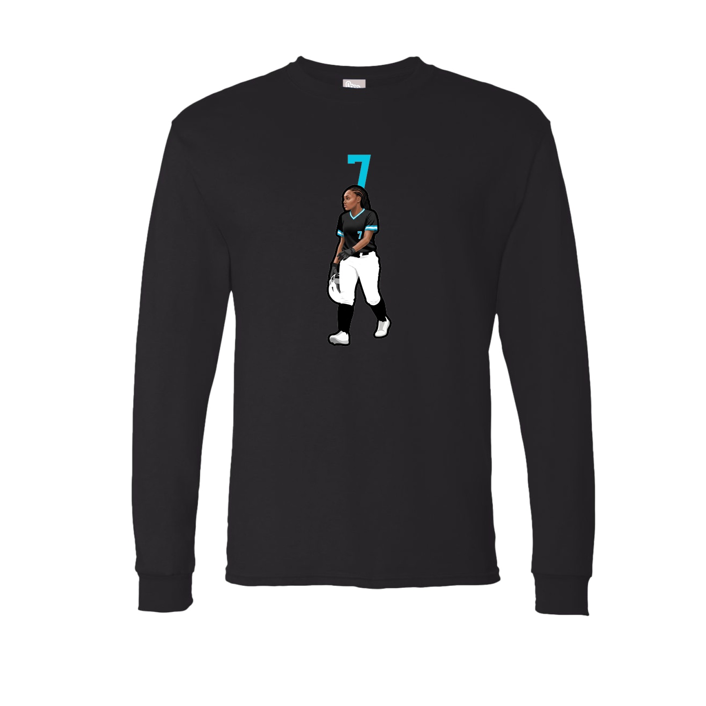 Long Sleeve Tee — Number Top in Black