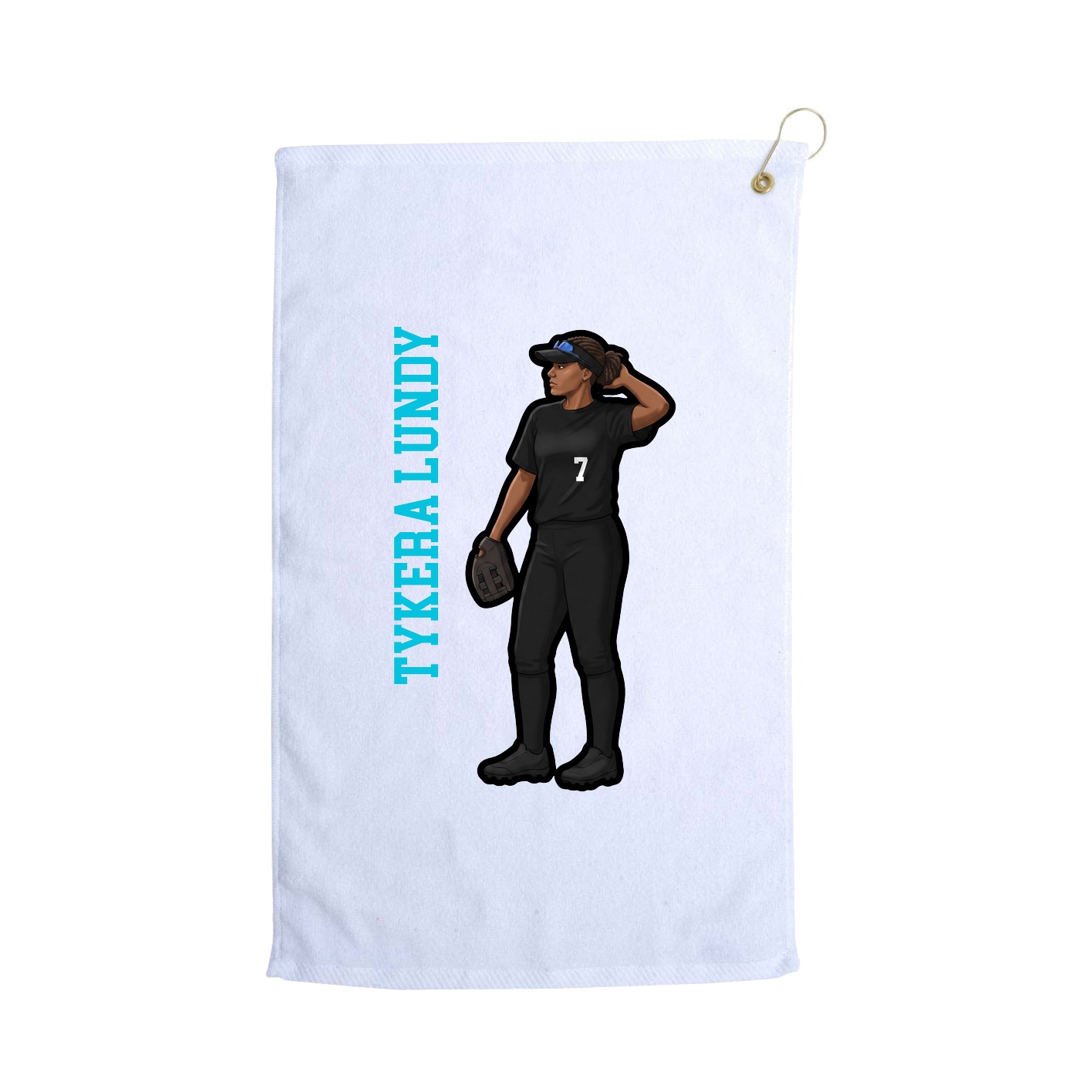 Golf Towel — Name Vertical in White