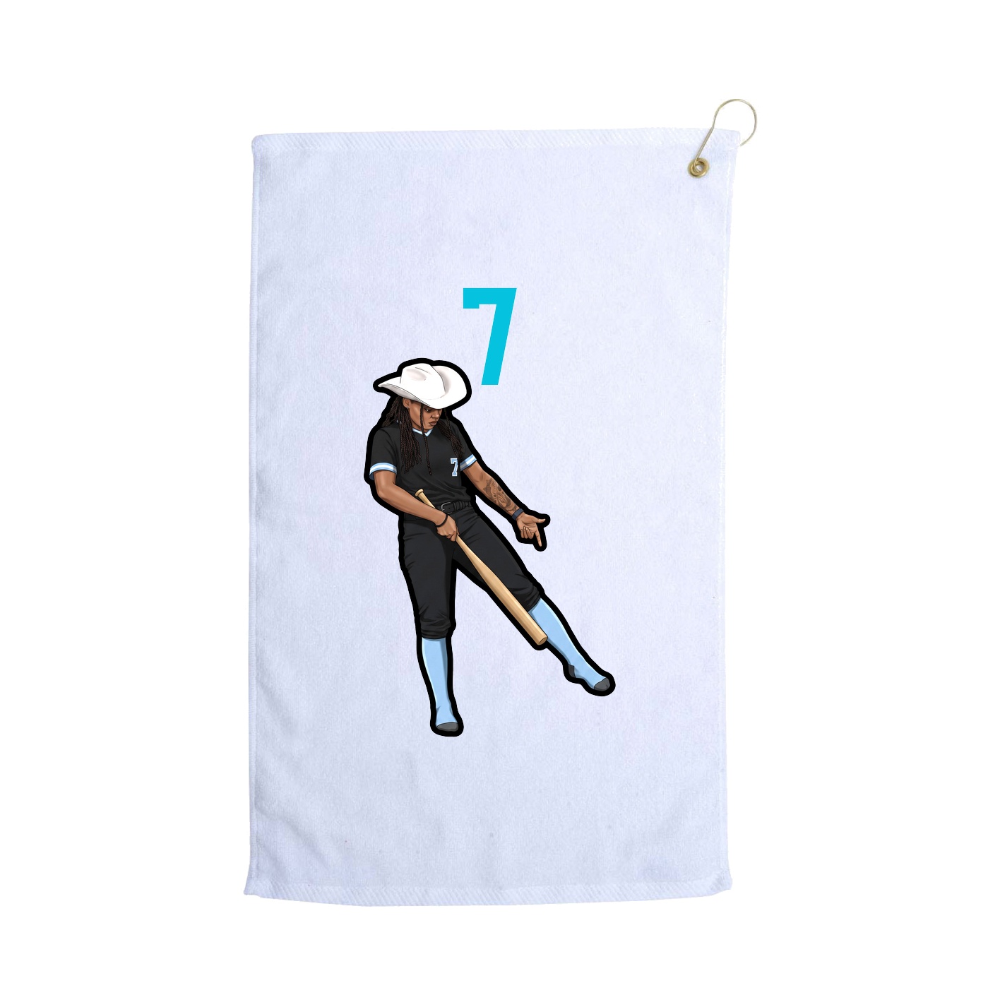 Golf Towel — Number Top in White