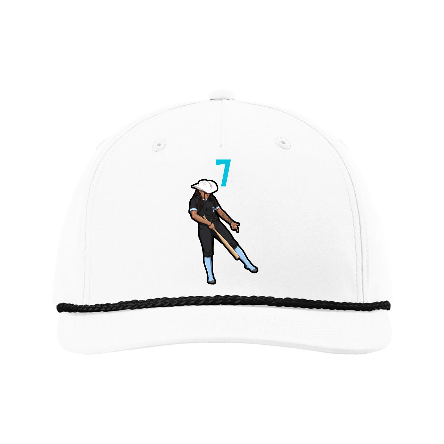 Five-Panel Classic Rope Cap — Number Top in White