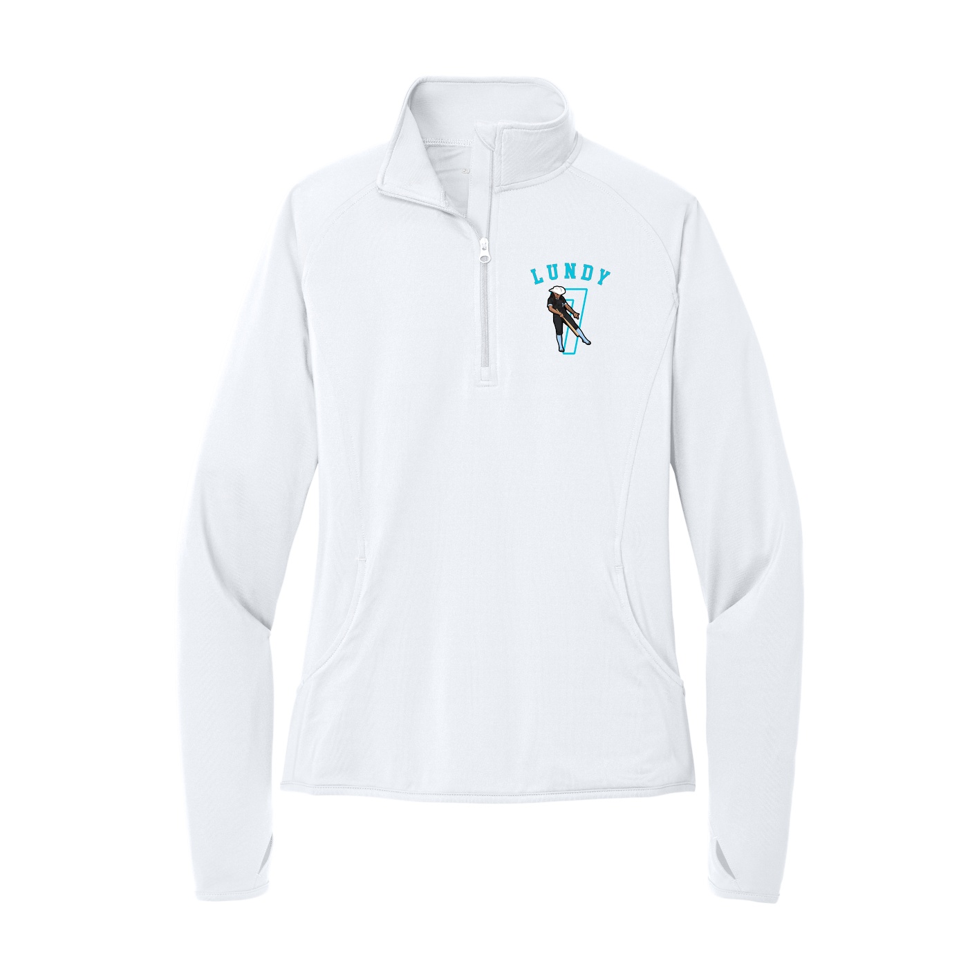 Women's Q-Zip Pullover — Shirsey Arch in White