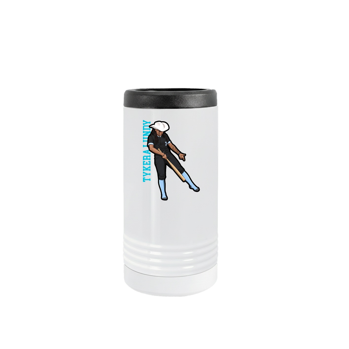 Slim Beverage Holder — Name Vertical in White
