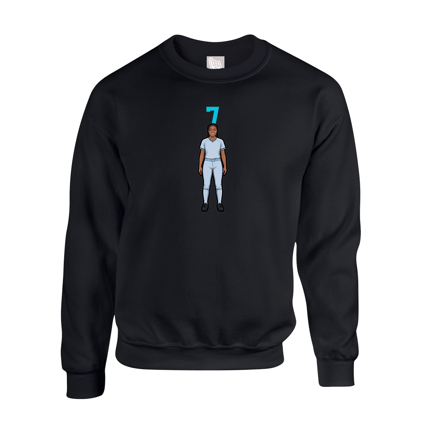 Fleece Crew — Number Top in Black