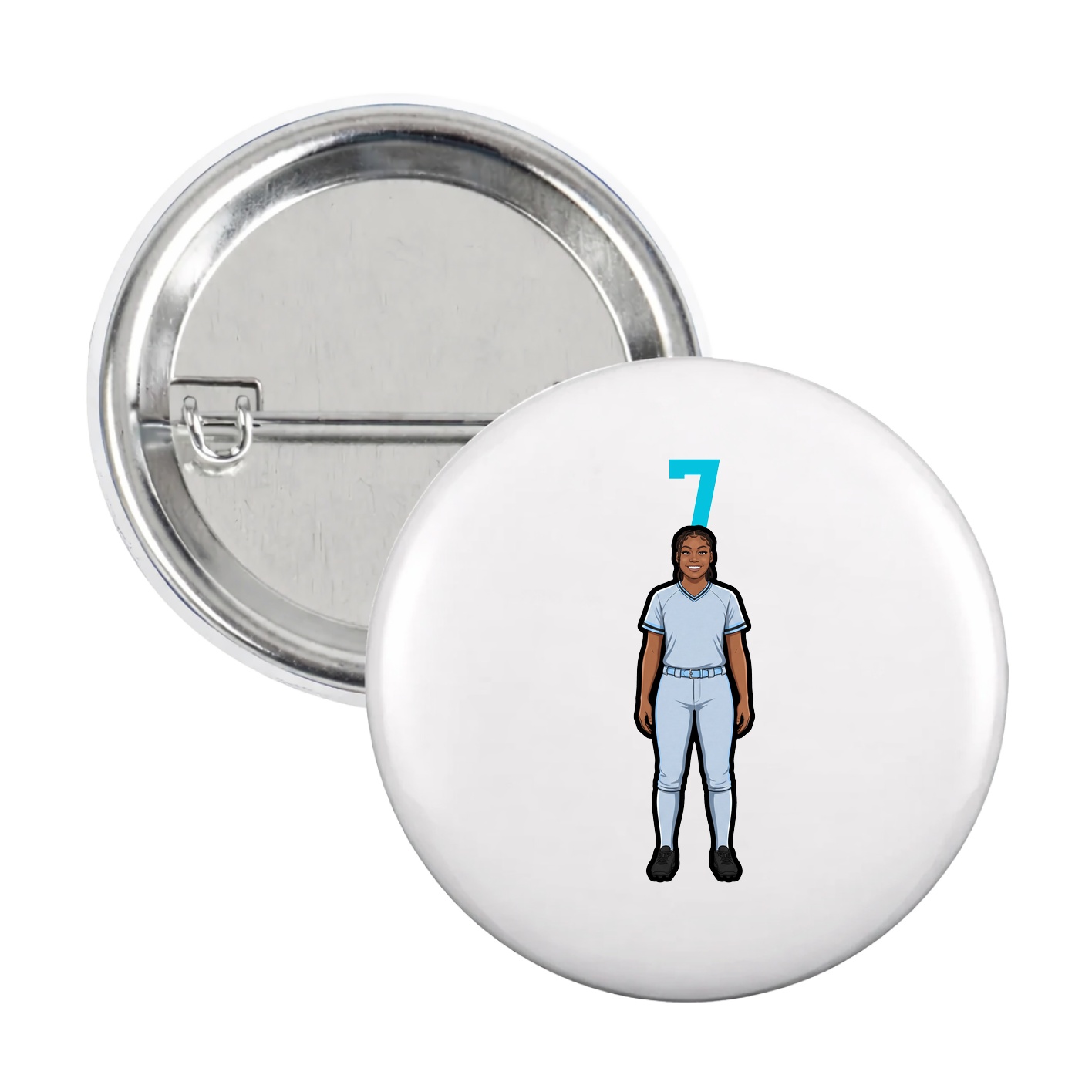 Game Day Button — Number Top in White