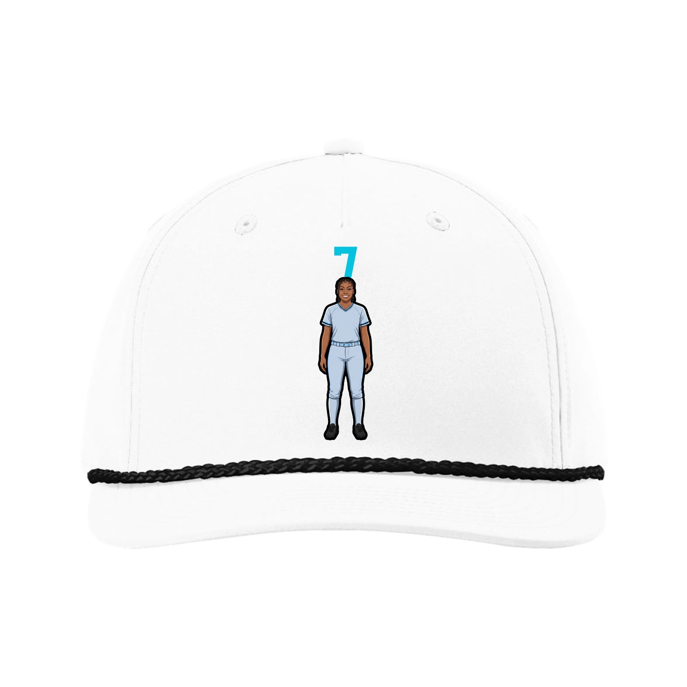 Five-Panel Classic Rope Cap — Number Top in White