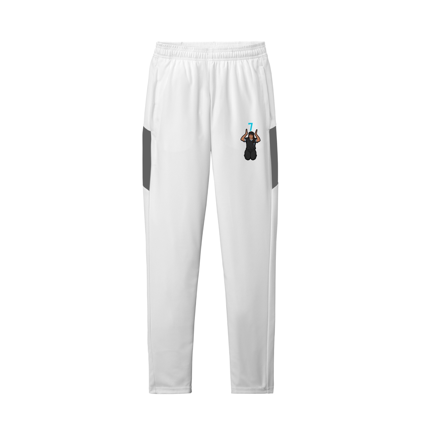 Team Travel Pant — Number Top in White/Grey