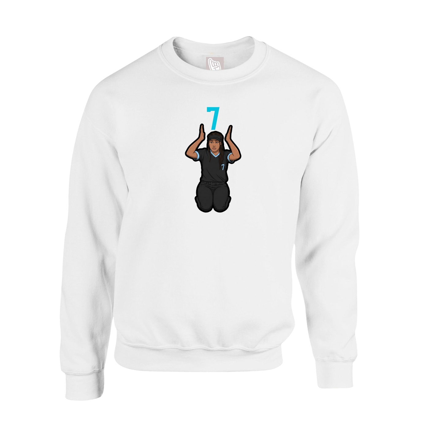 Fleece Crew — Number Top in White