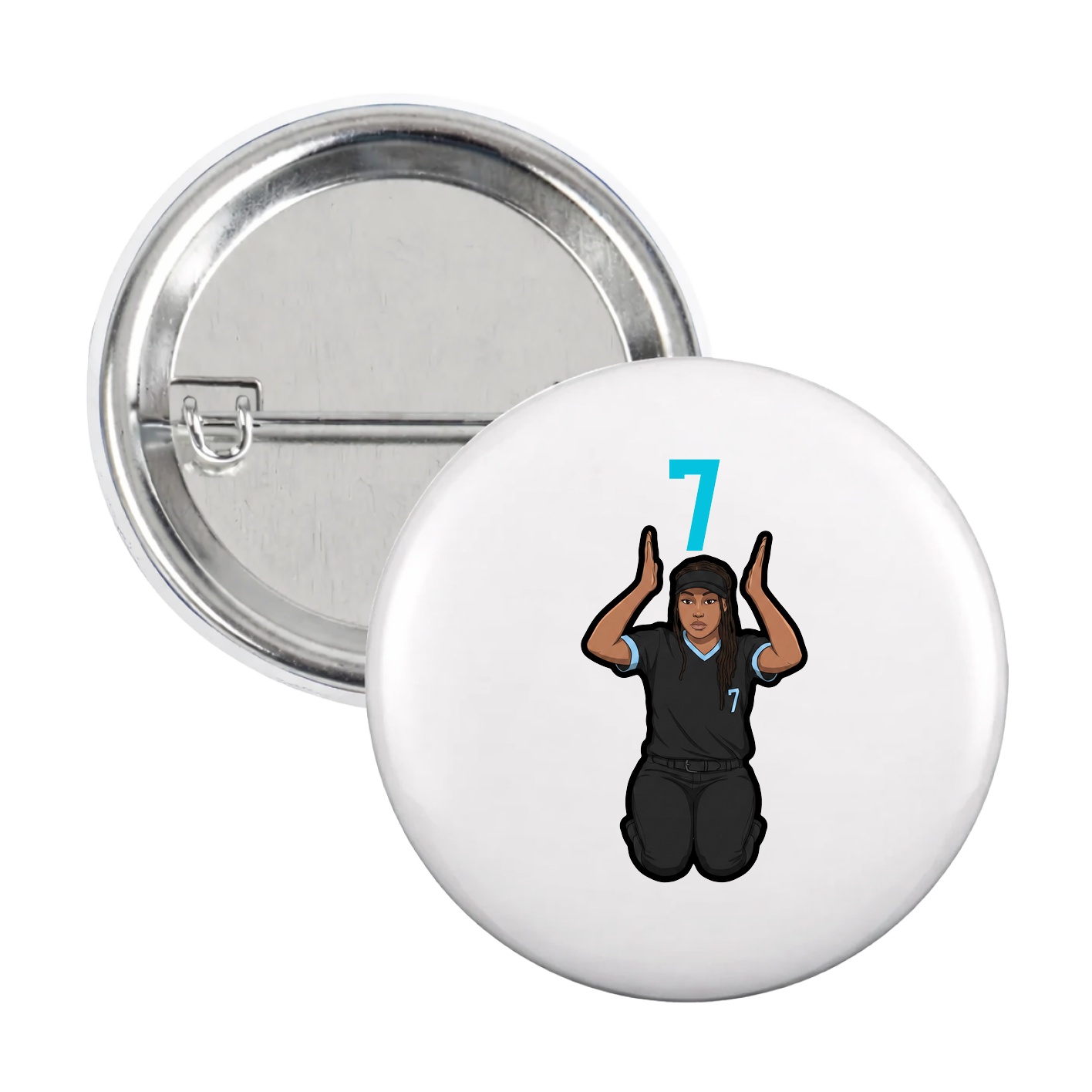 Game Day Button — Number Top in White