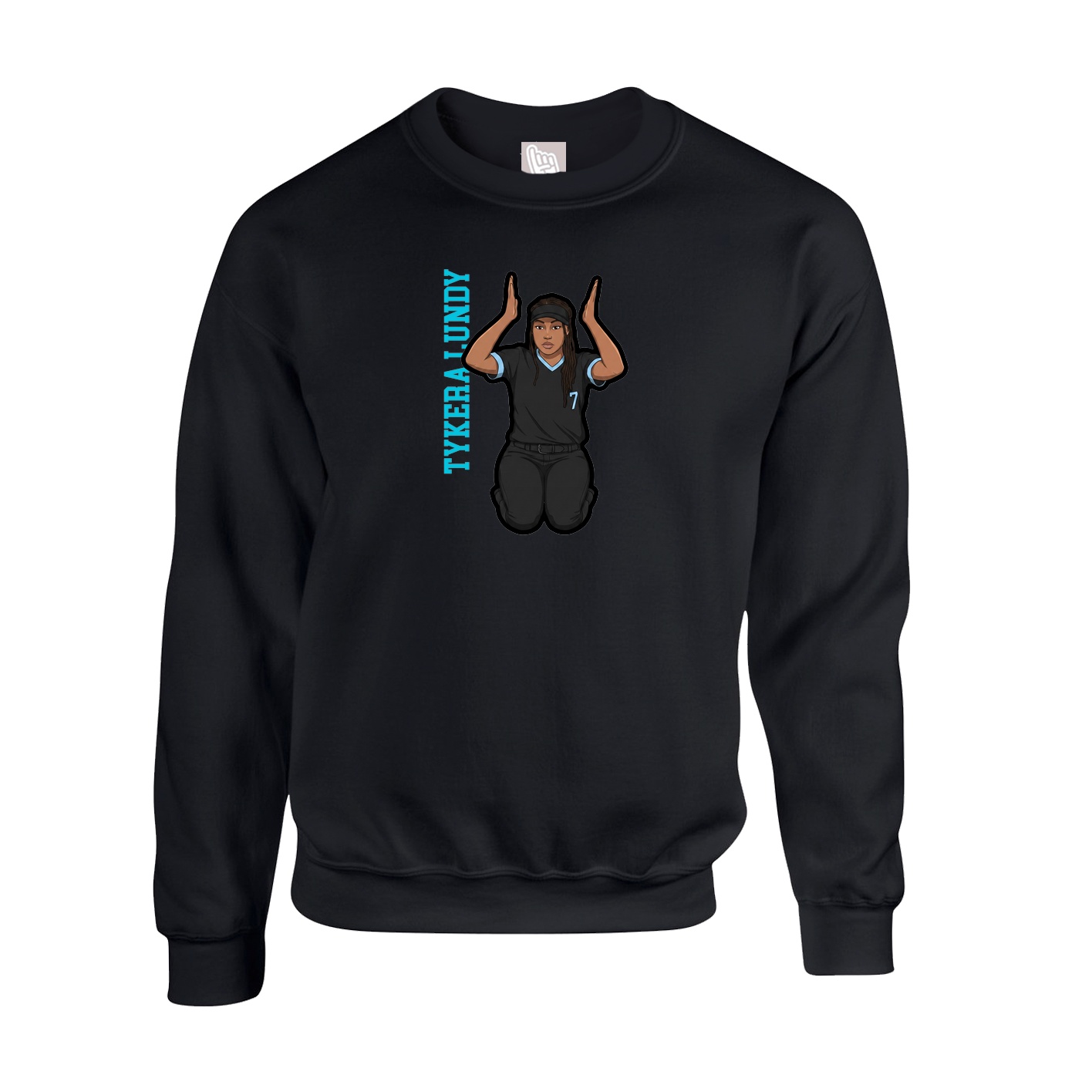 Fleece Crew — Name Vertical in Black