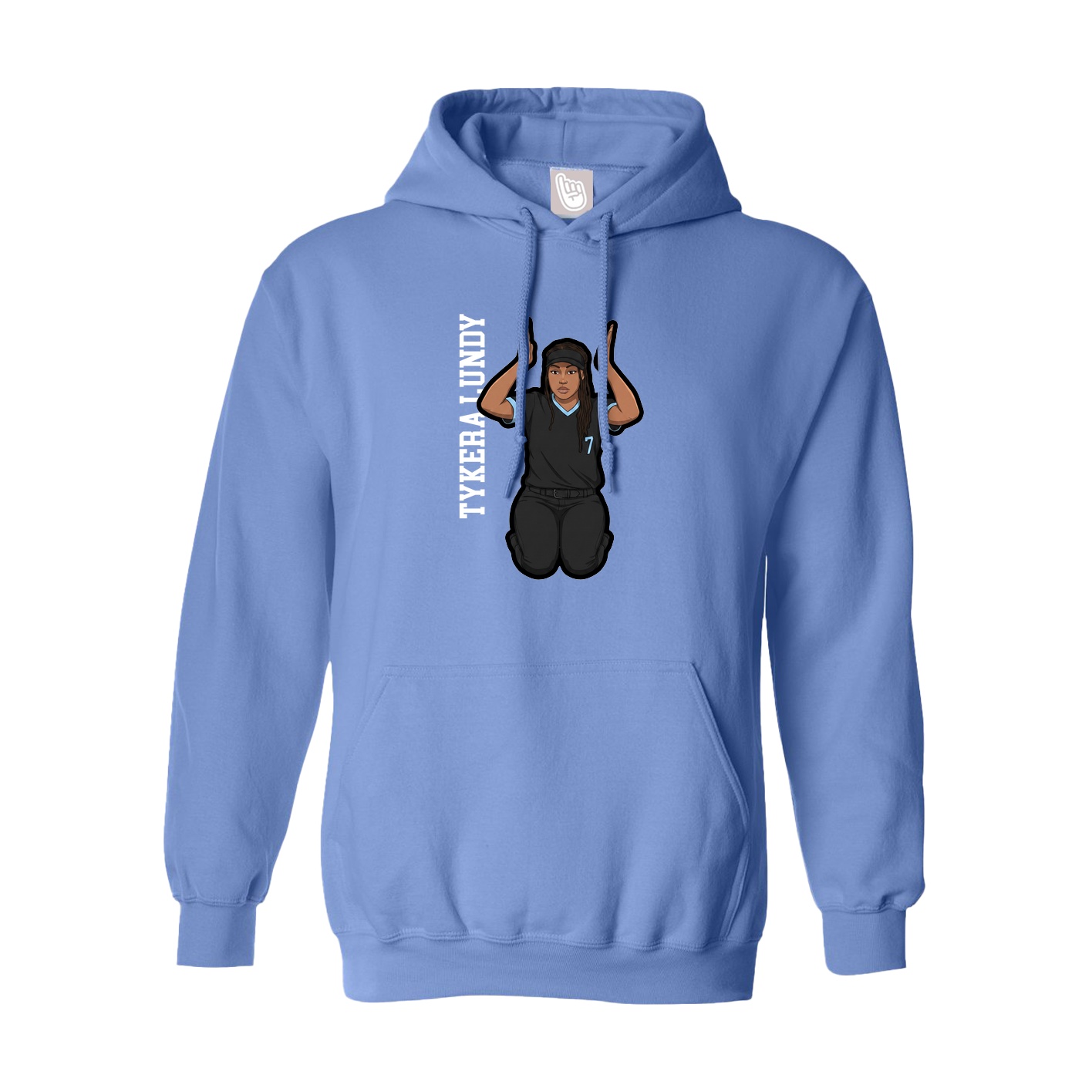 Youth Hoodie — Name Vertical in Powder Blue