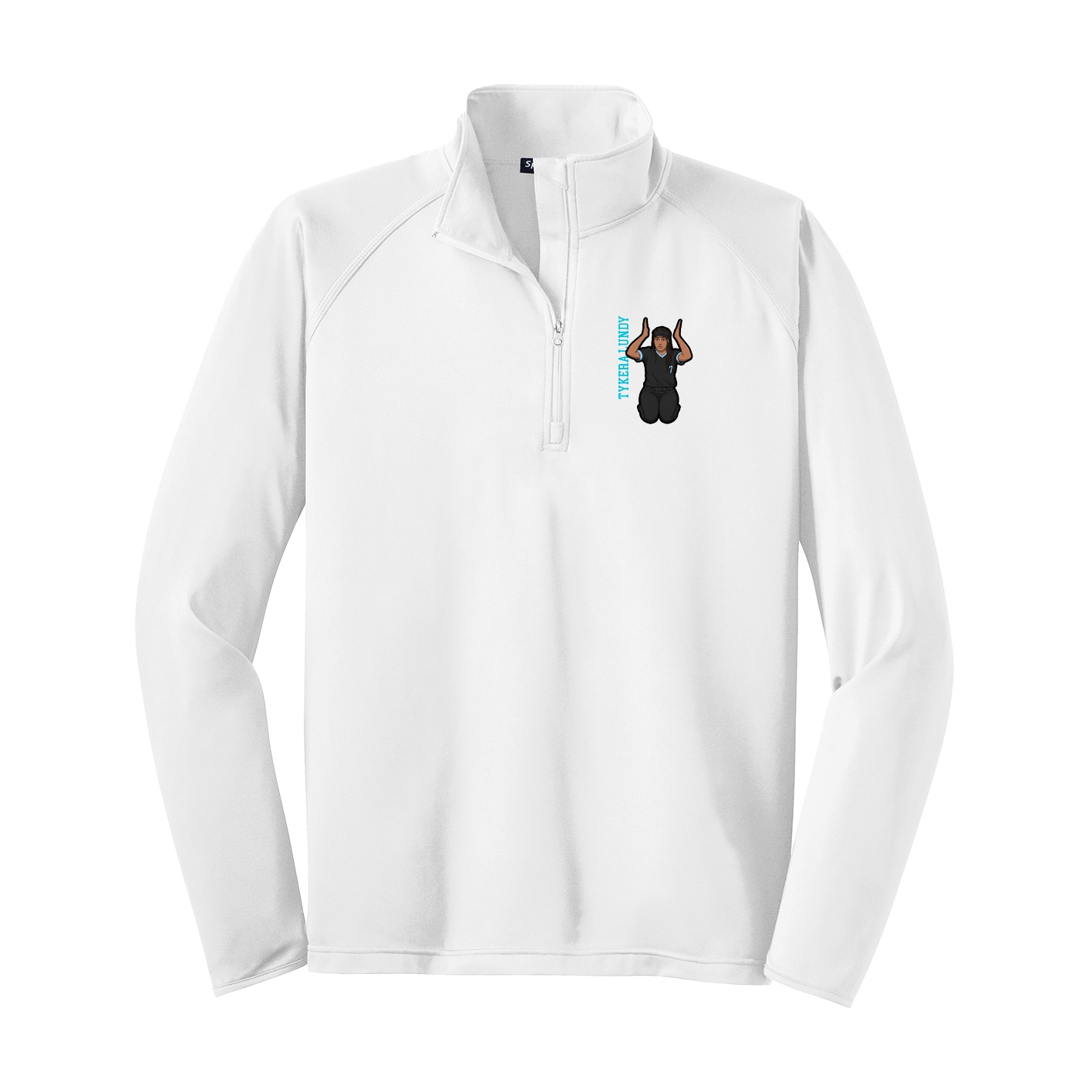 Q-Zip Pullover — Name Vertical in White