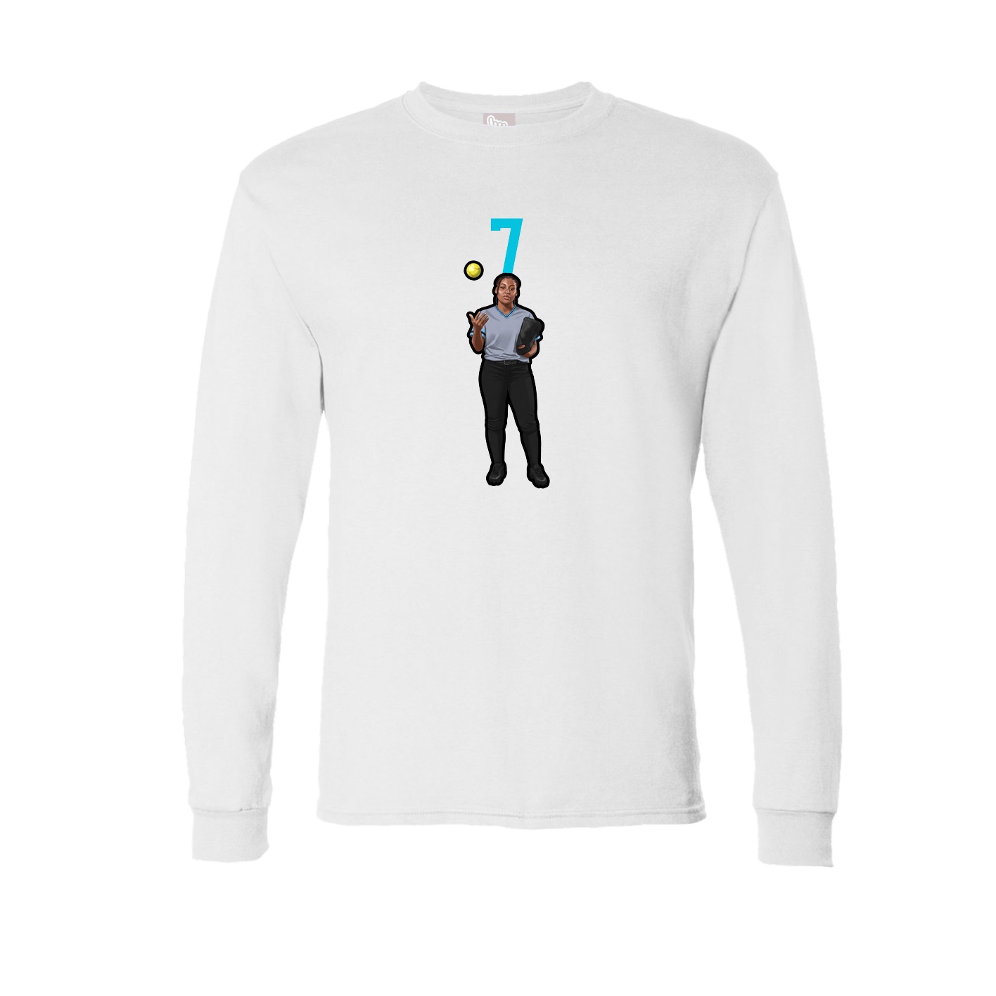 Long Sleeve Tee — Number Top in White