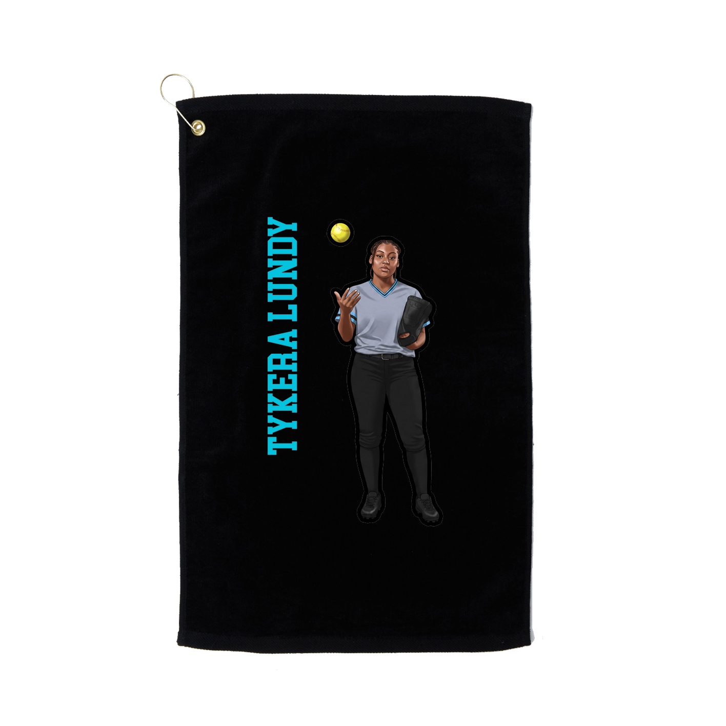 Golf Towel — Name Vertical in Black
