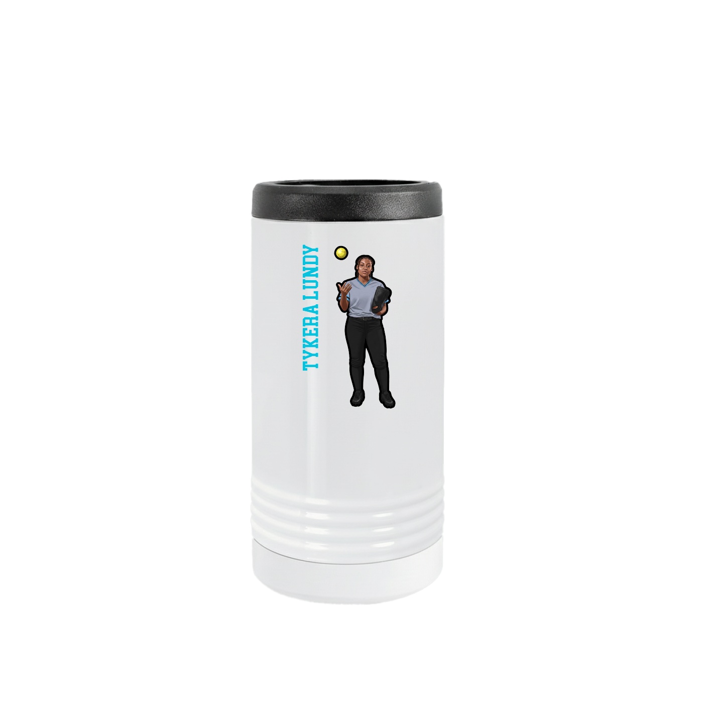 Slim Beverage Holder — Name Vertical in White