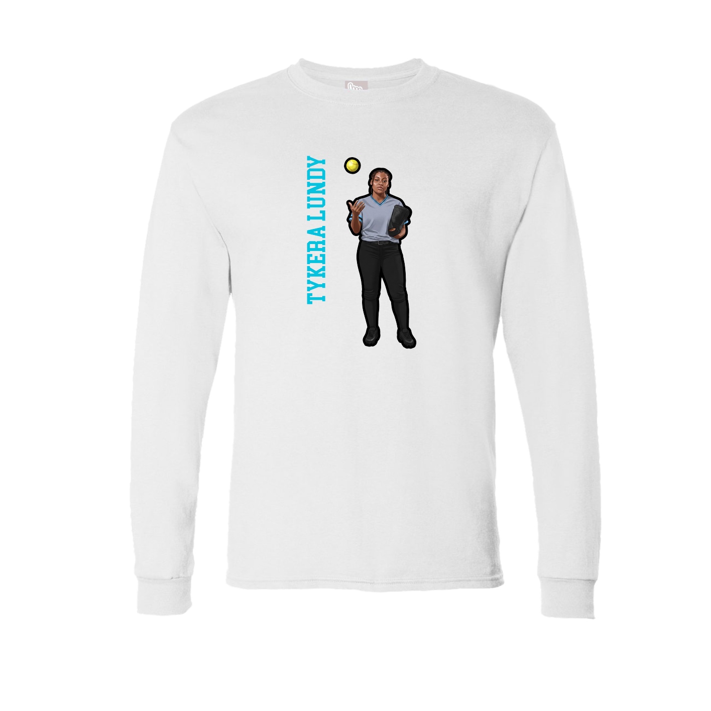 Long Sleeve Tee — Name Vertical in White
