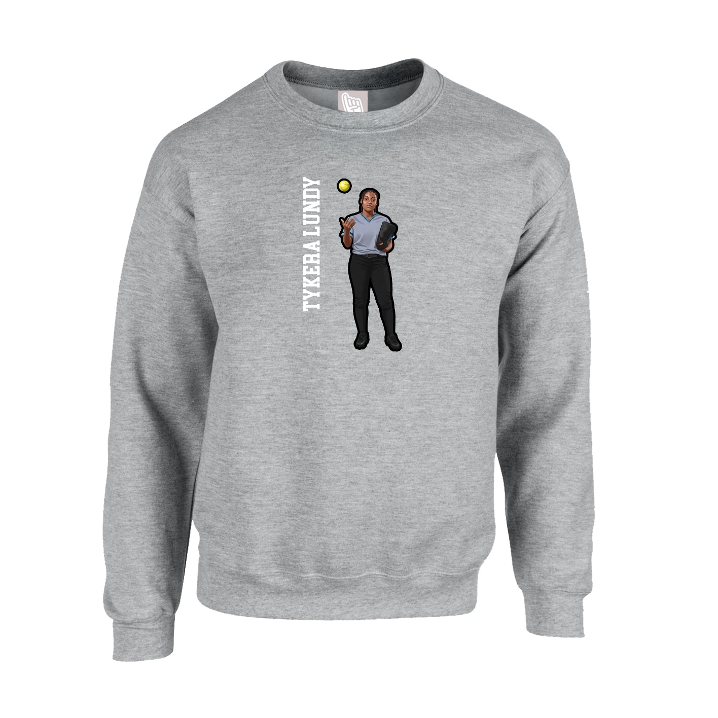 Fleece Crew — Name Vertical in Grey