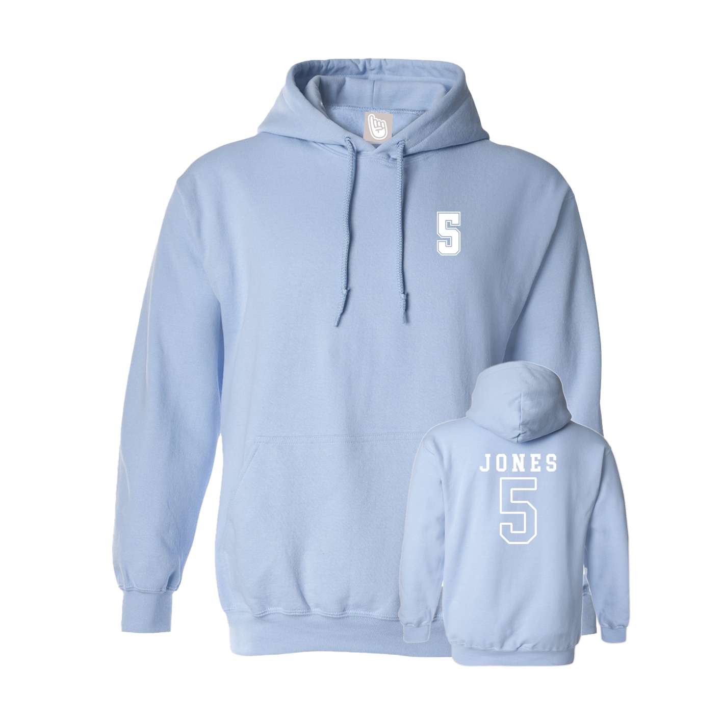 Hoodie — Chest Back in Light Blue