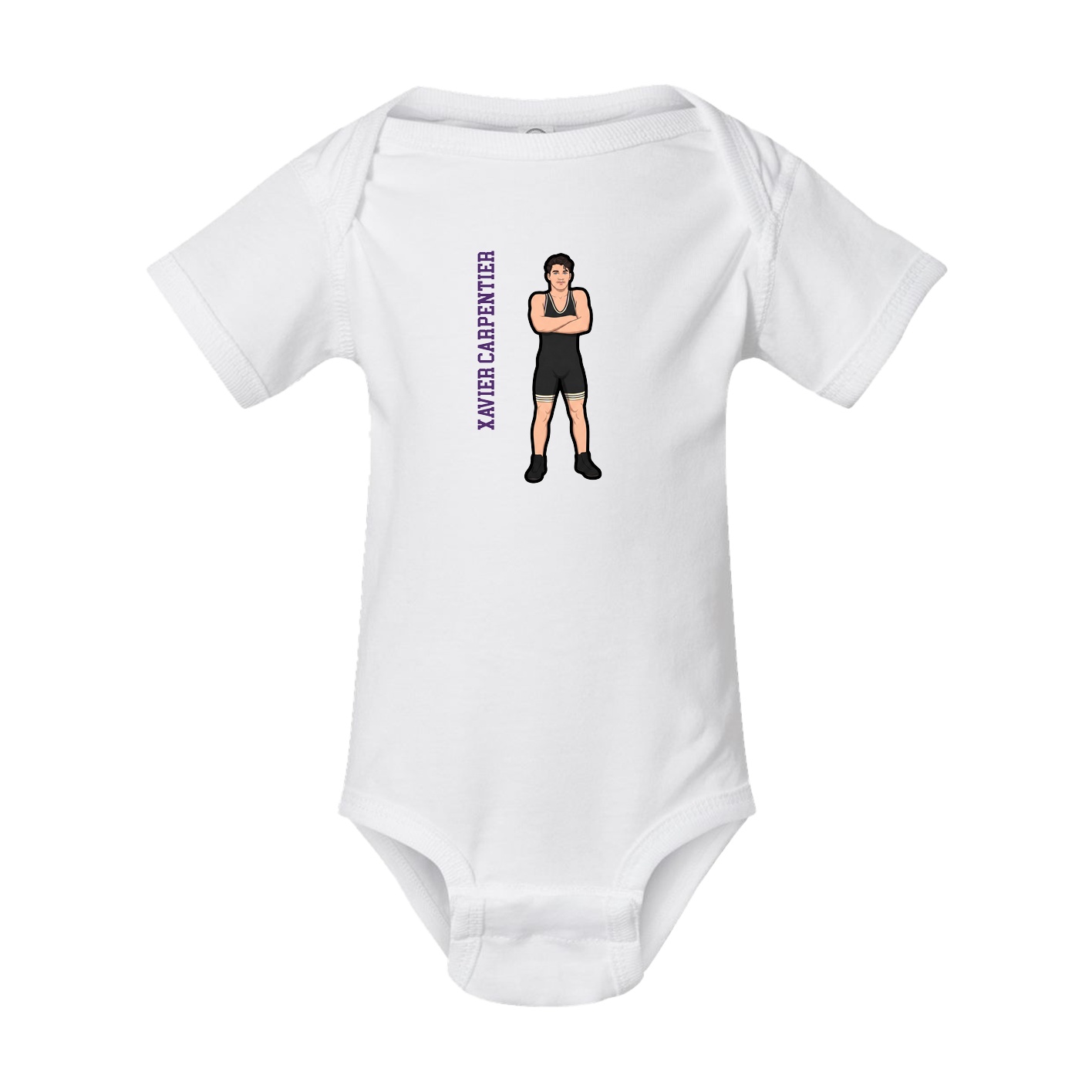 Baby Onesie — Name Vertical in White