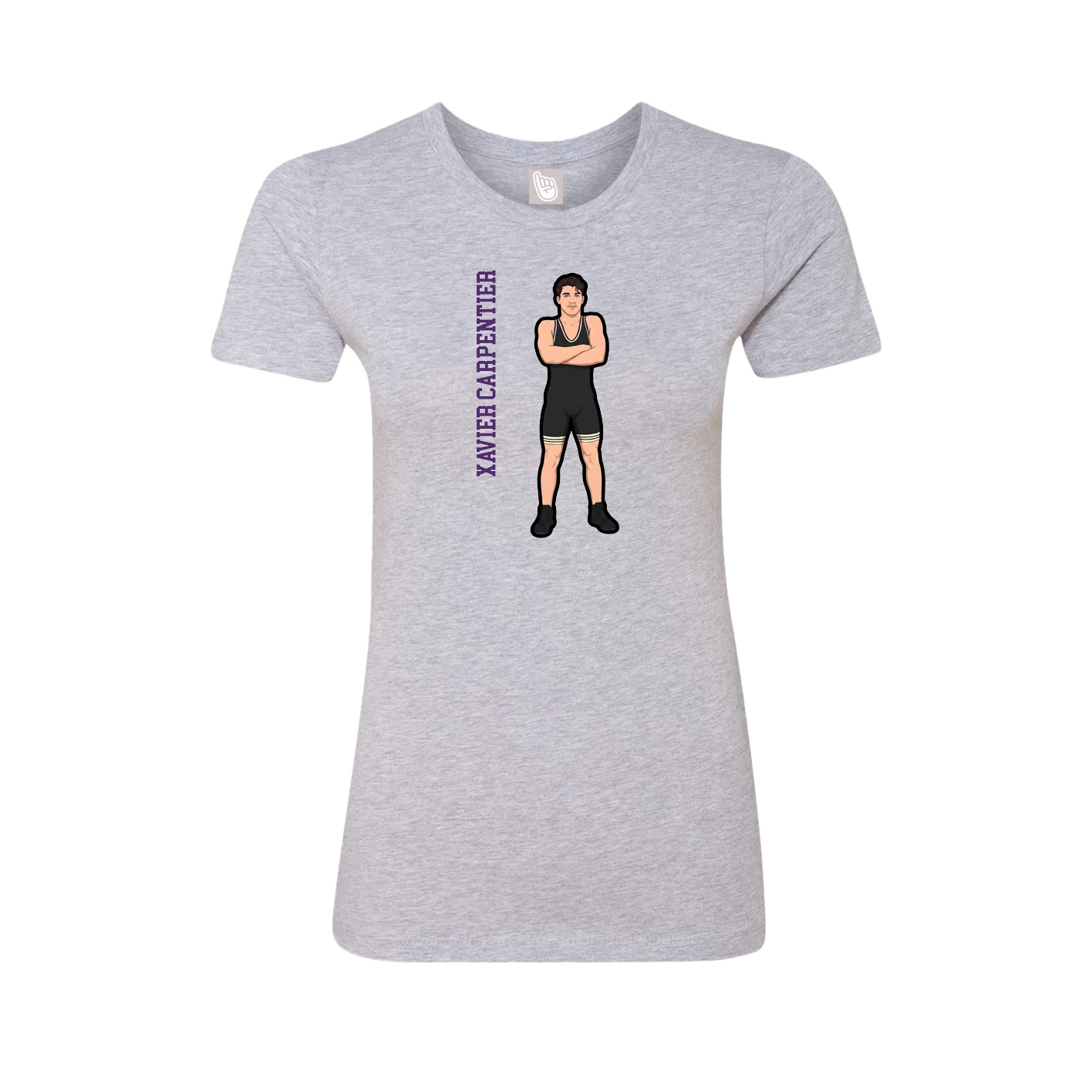 Fitted Women's Tee — Name Vertical in Grey
