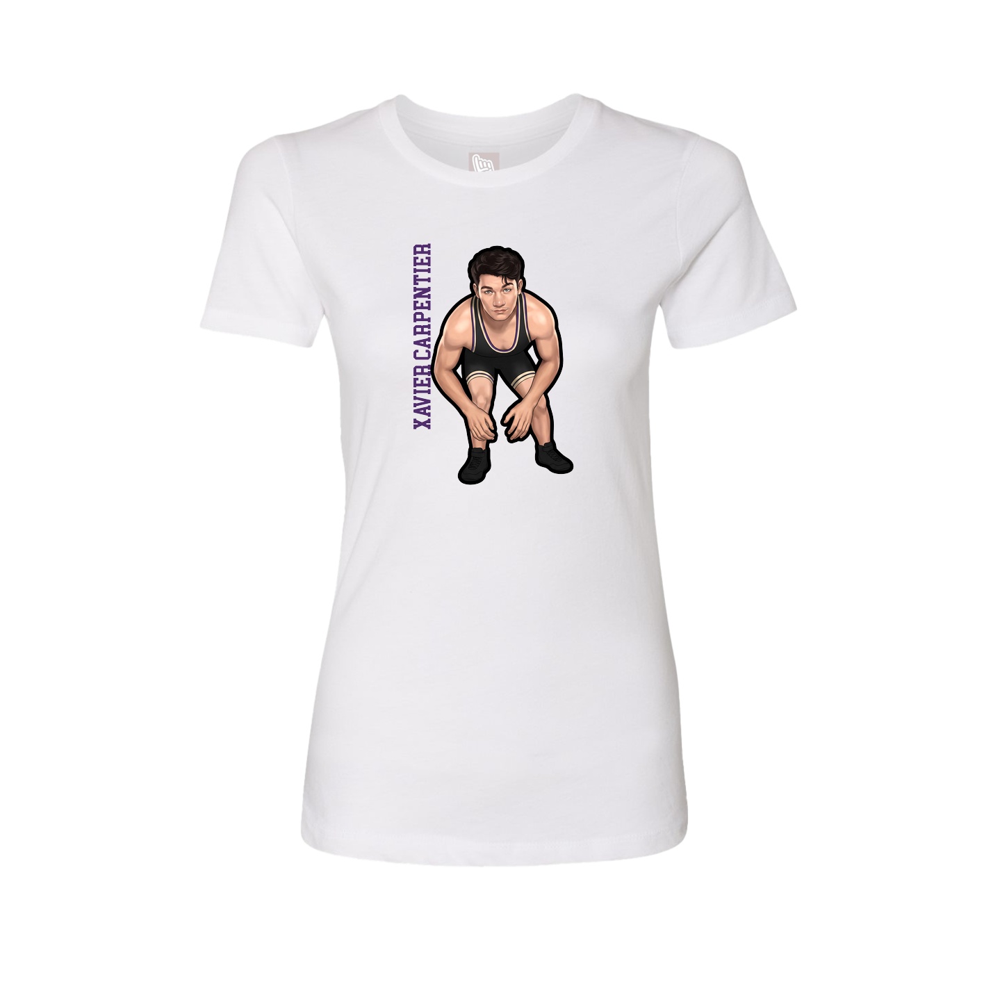 Fitted Women's Tee — Name Vertical in White