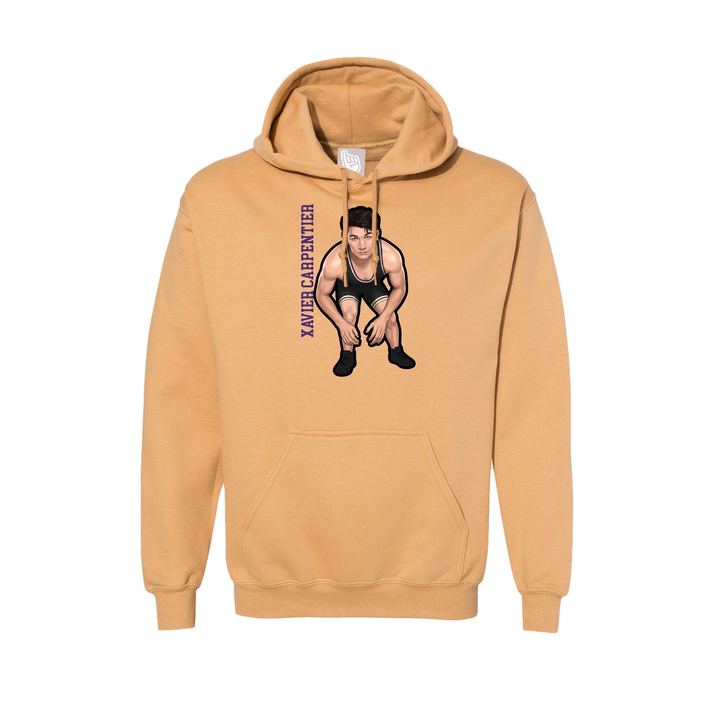 Hoodie — Name Vertical in Vegas Gold