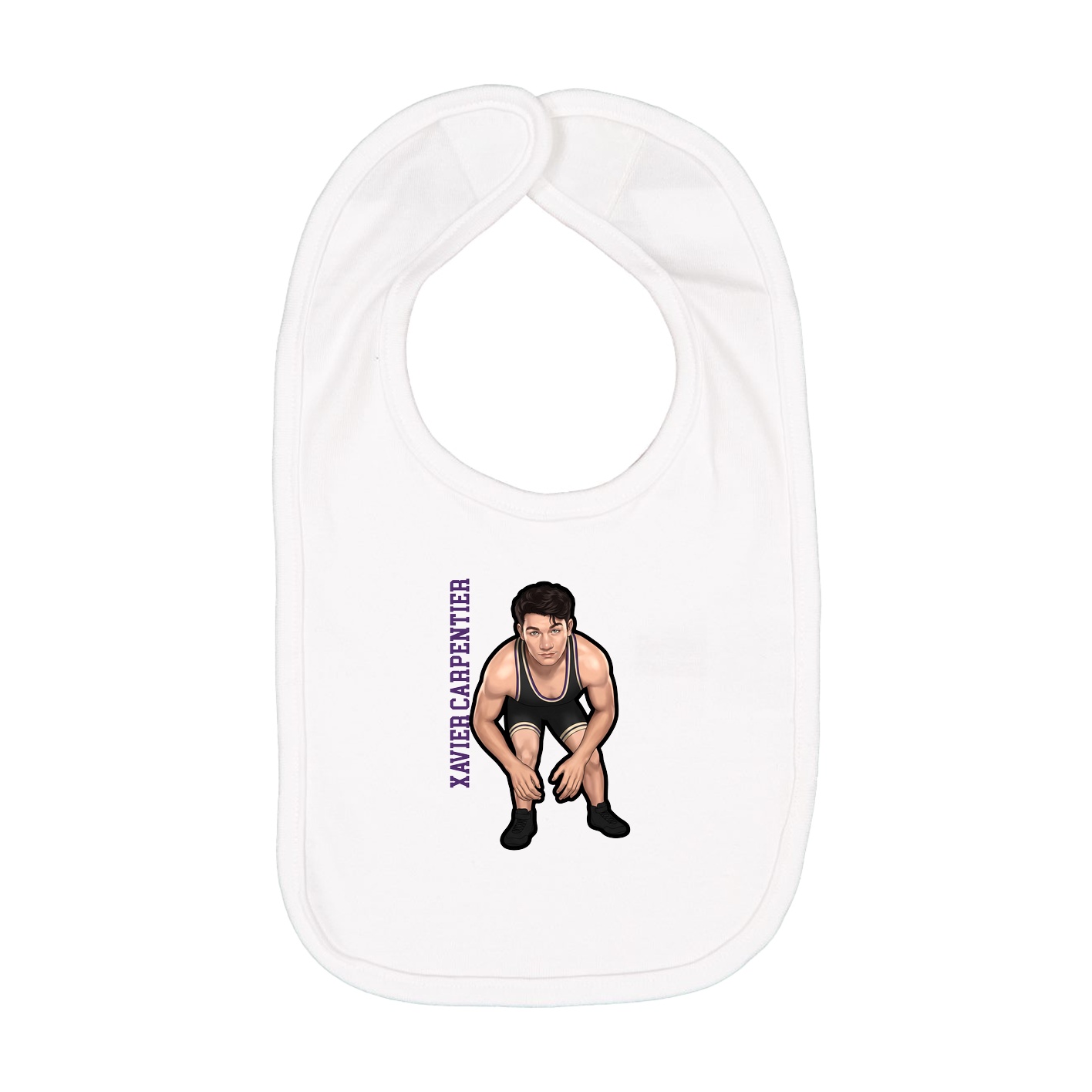 Infant Bib — Name Vertical in White