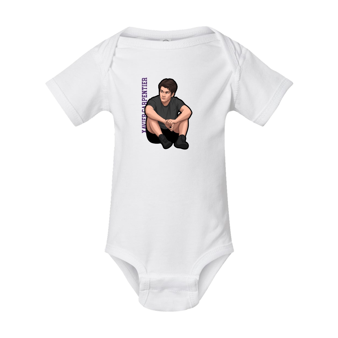 Baby Onesie — Name Vertical in White