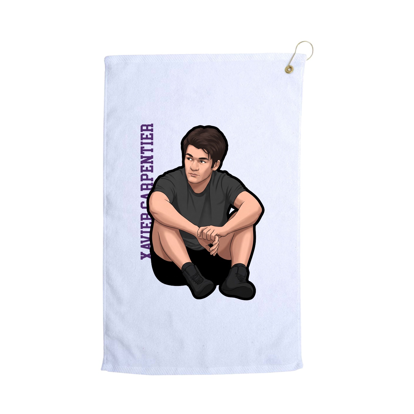Golf Towel — Name Vertical in White