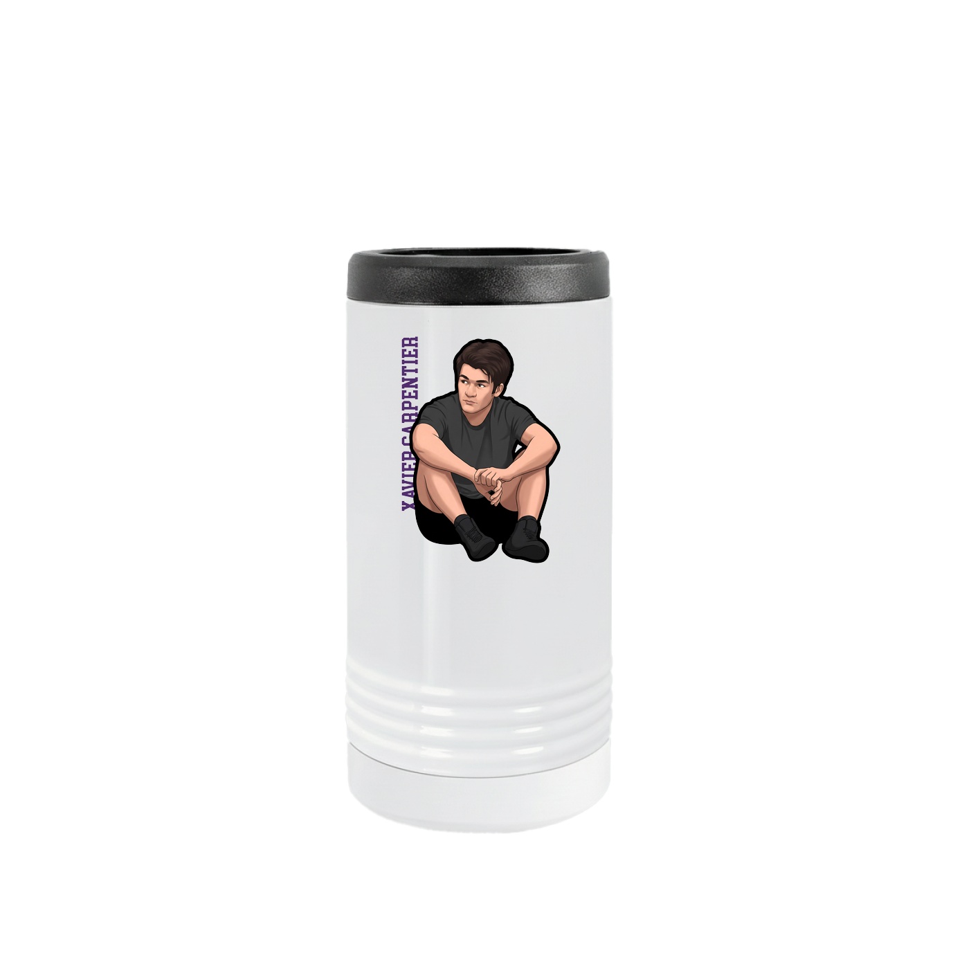 Slim Beverage Holder — Name Vertical in White