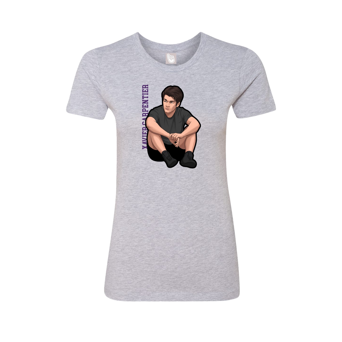Fitted Women's Tee — Name Vertical in Grey