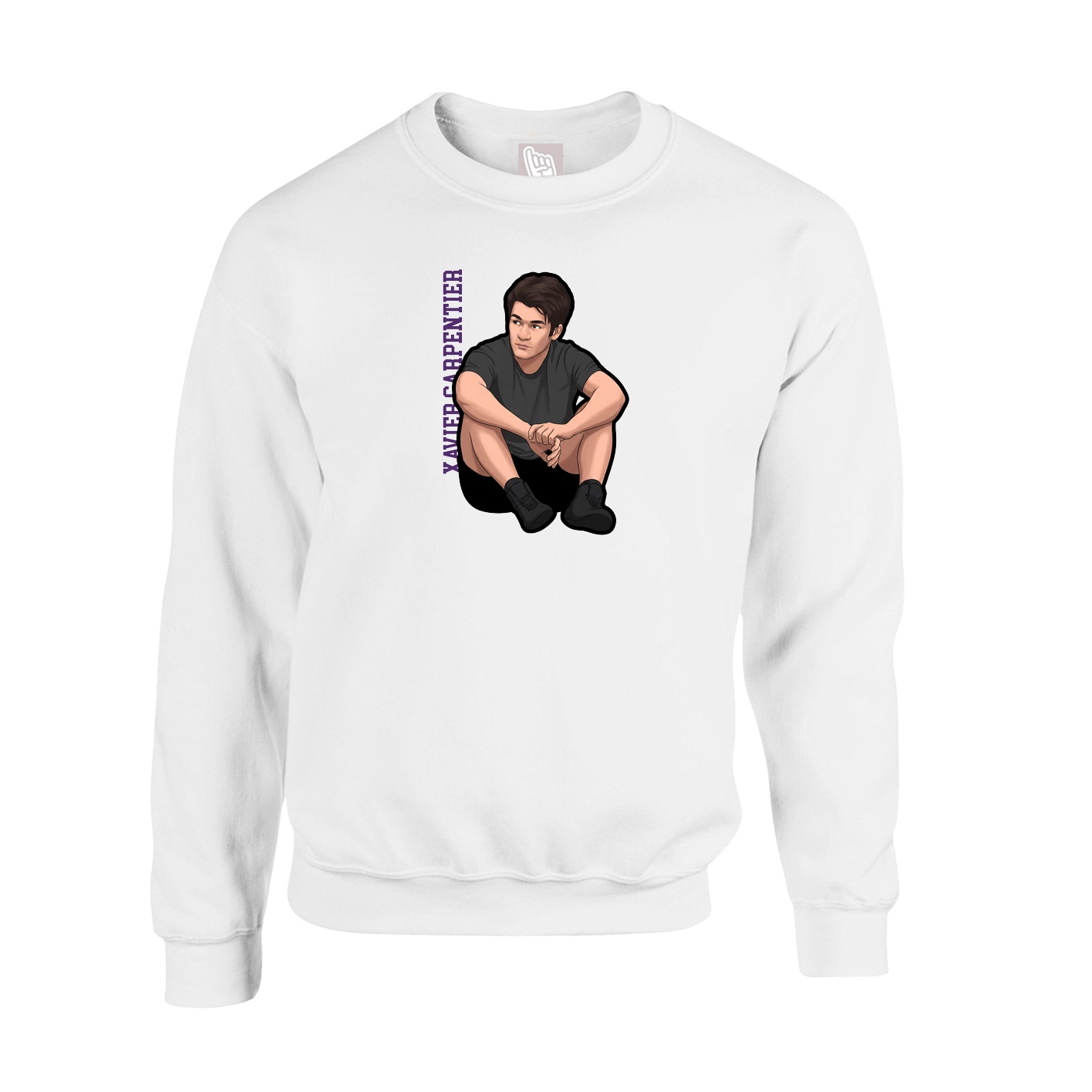 Fleece Crew — Name Vertical in White