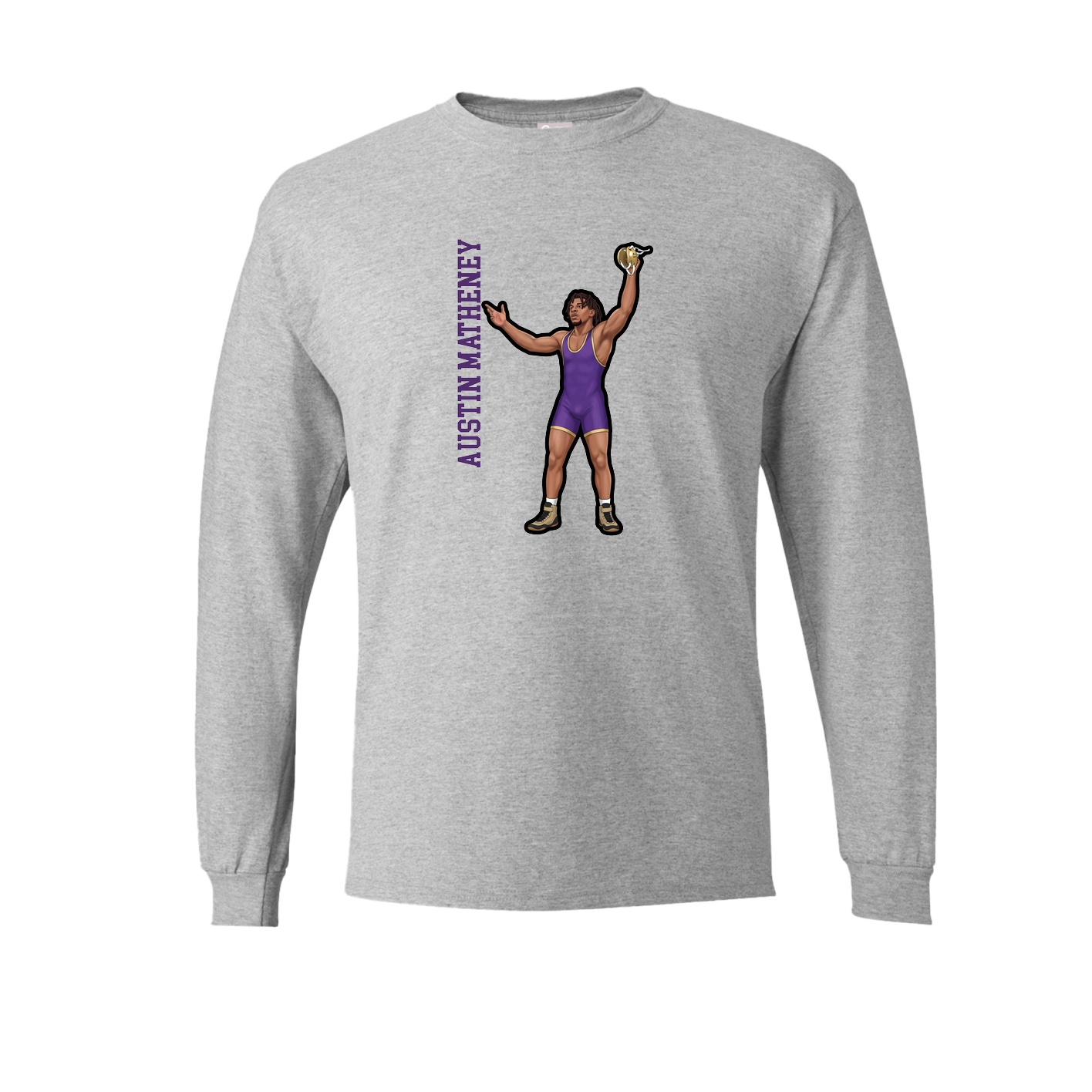 Long Sleeve Tee — Name Vertical in Grey