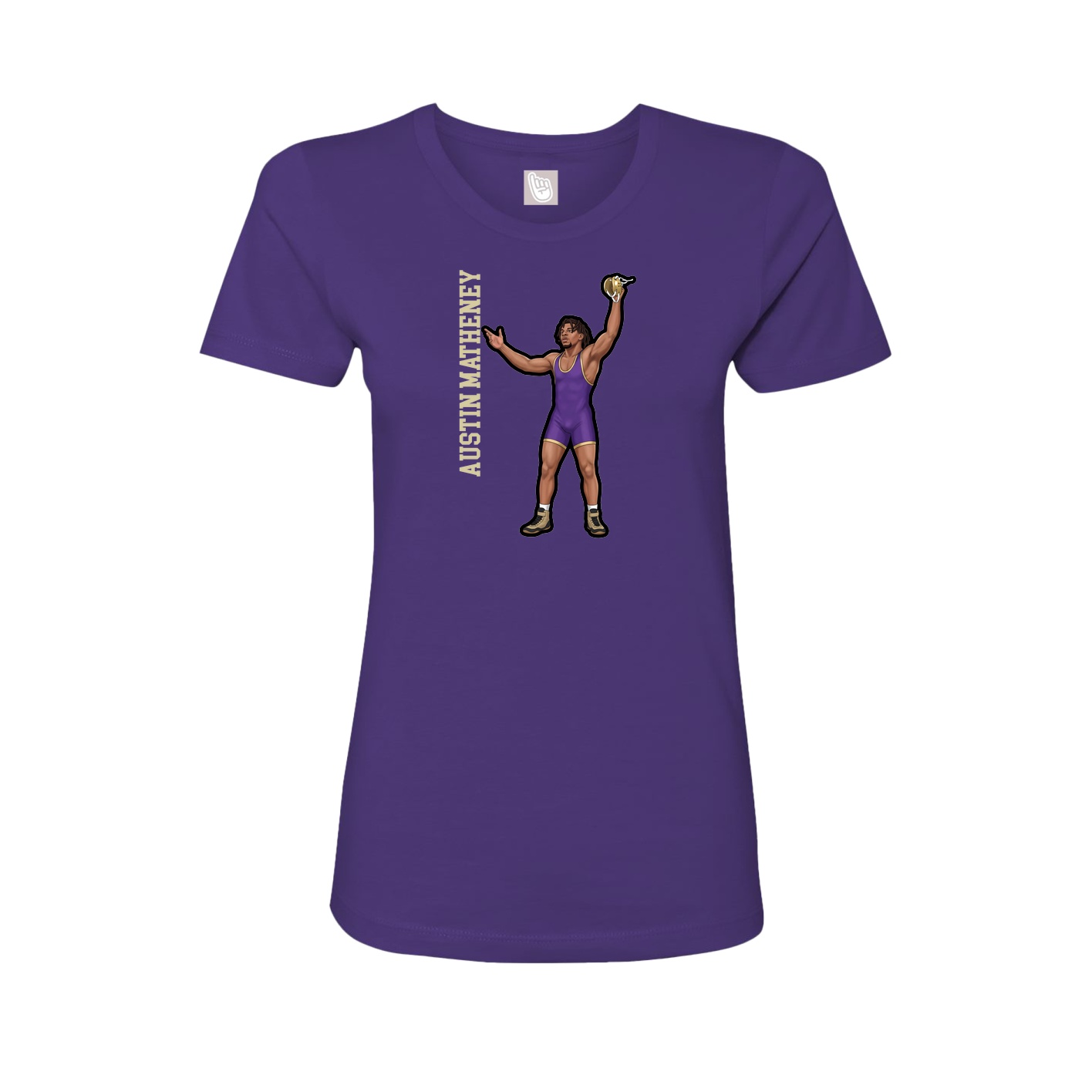 Fitted Women's Tee — Name Vertical in Purple