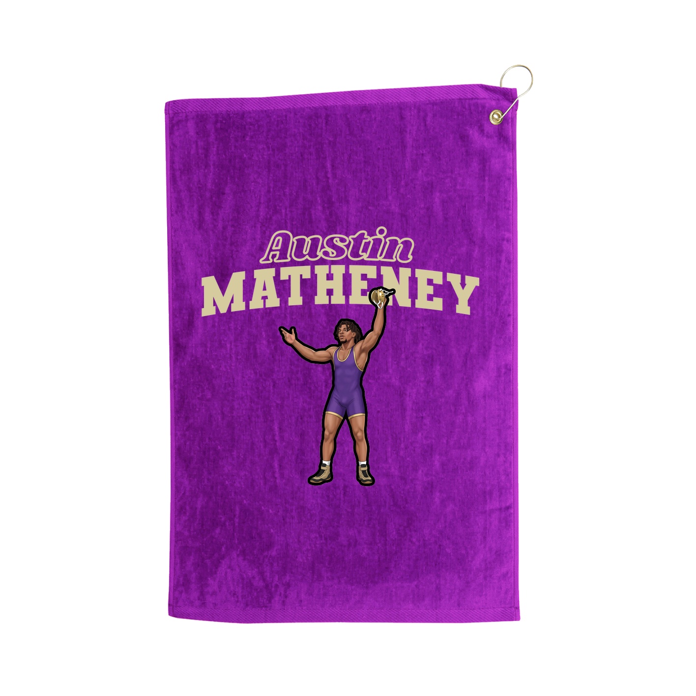 Golf Towel — Name Arch in Purple