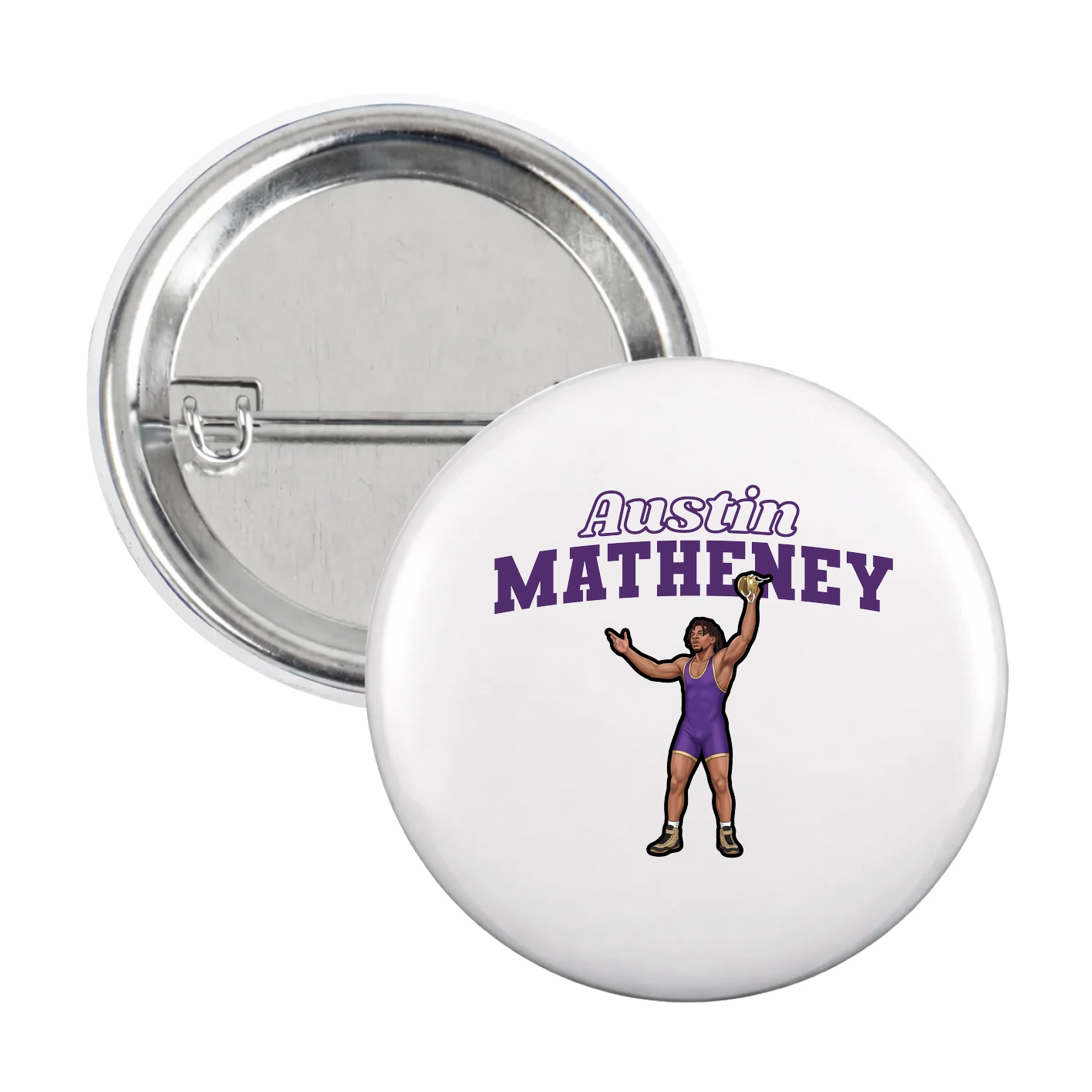 Game Day Button — Name Arch in White