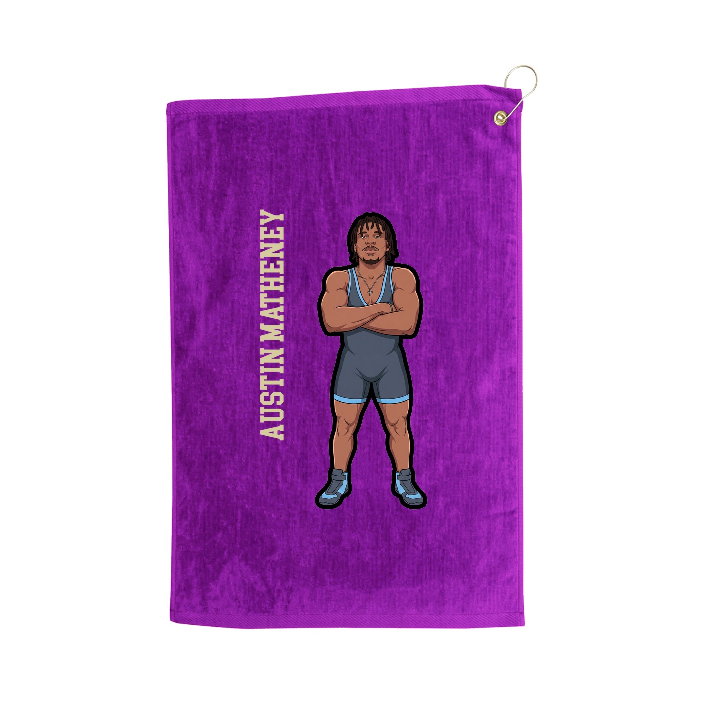 Golf Towel — Name Vertical in Purple