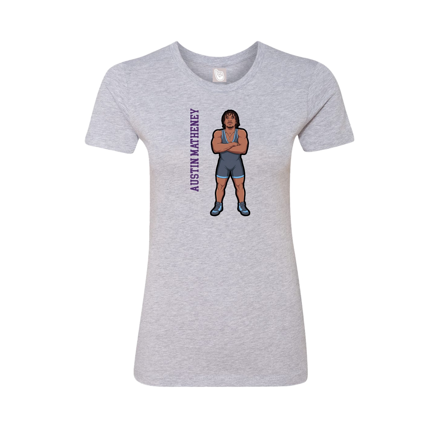 Fitted Women's Tee — Name Vertical in Grey