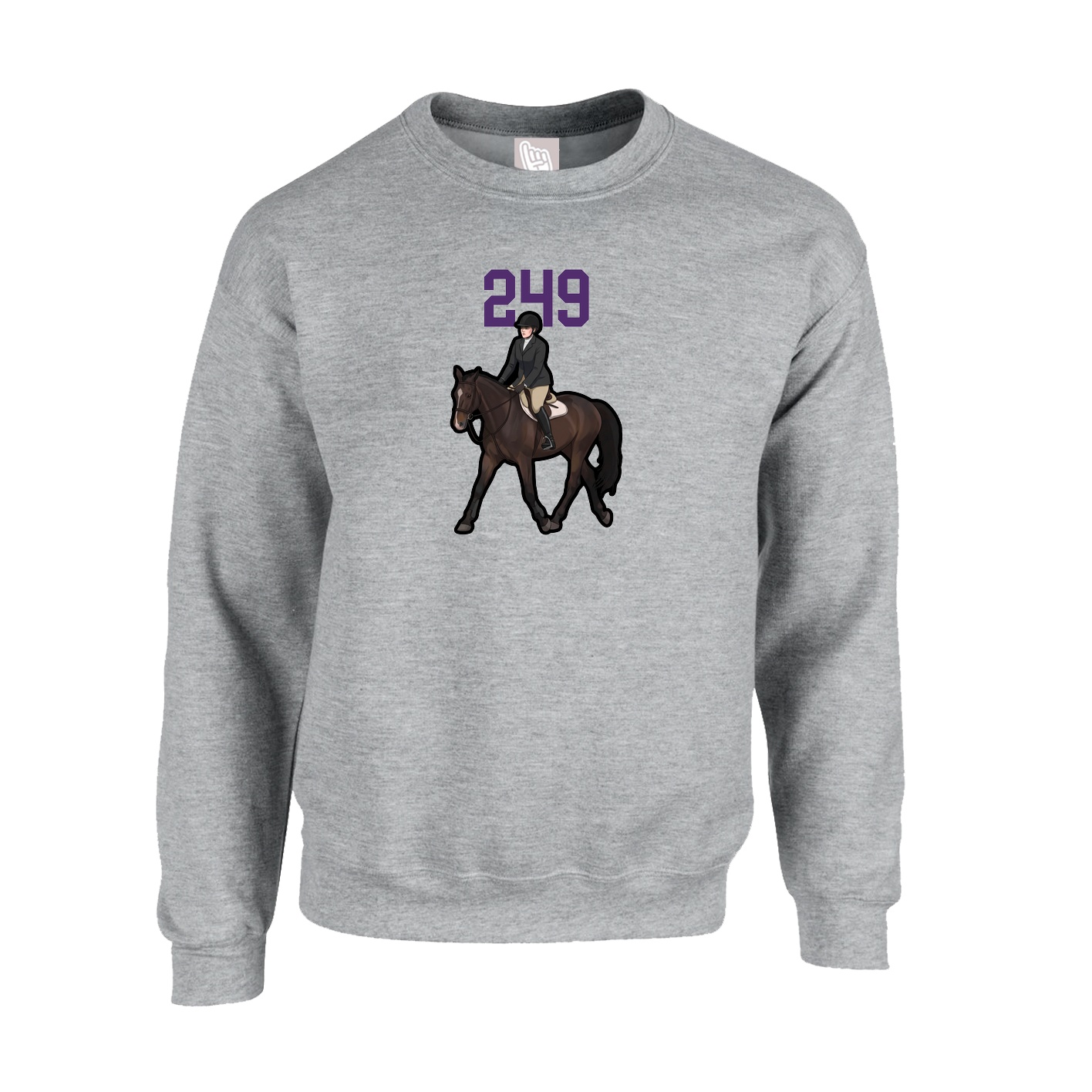 Fleece Crew — Number Top in Grey
