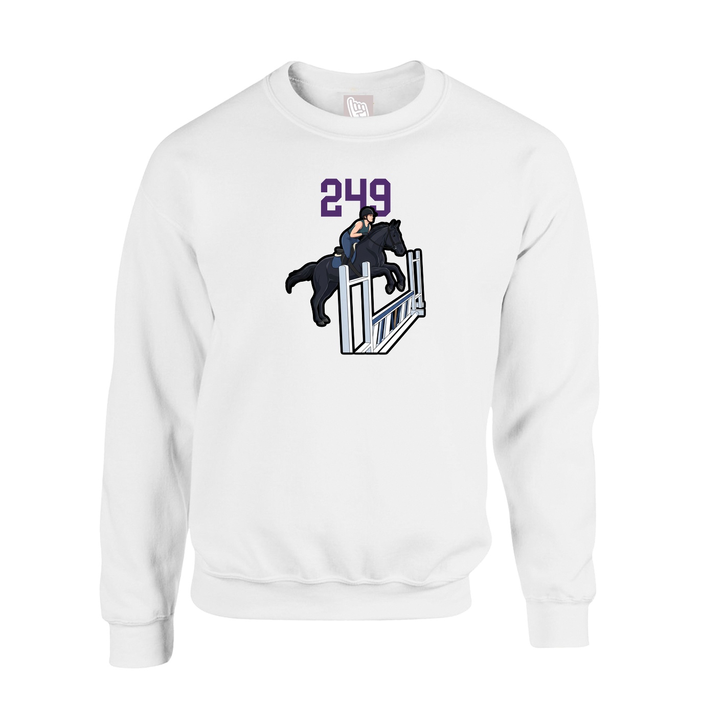 Fleece Crew — Number Top in White