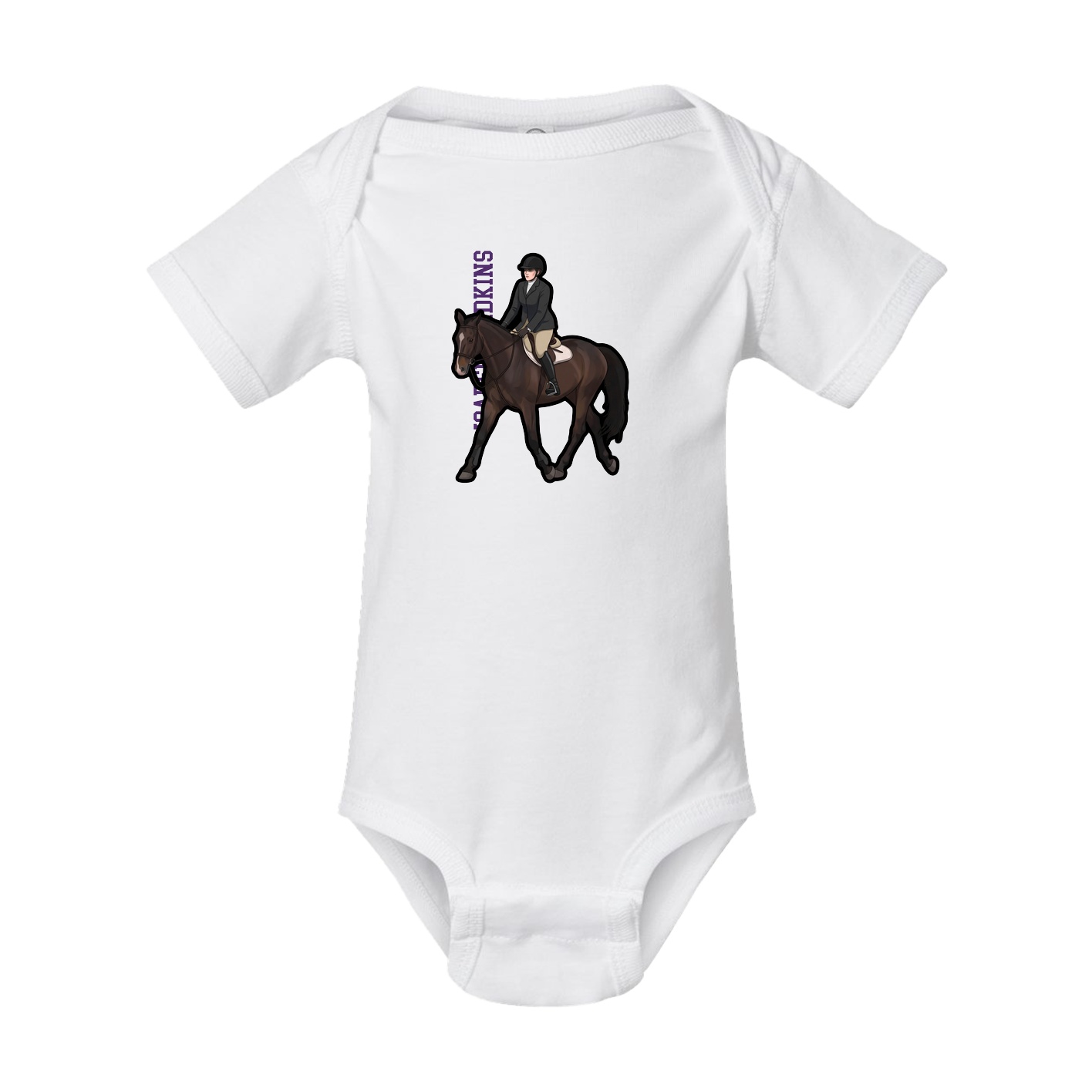 Baby Onesie — Name Vertical in White