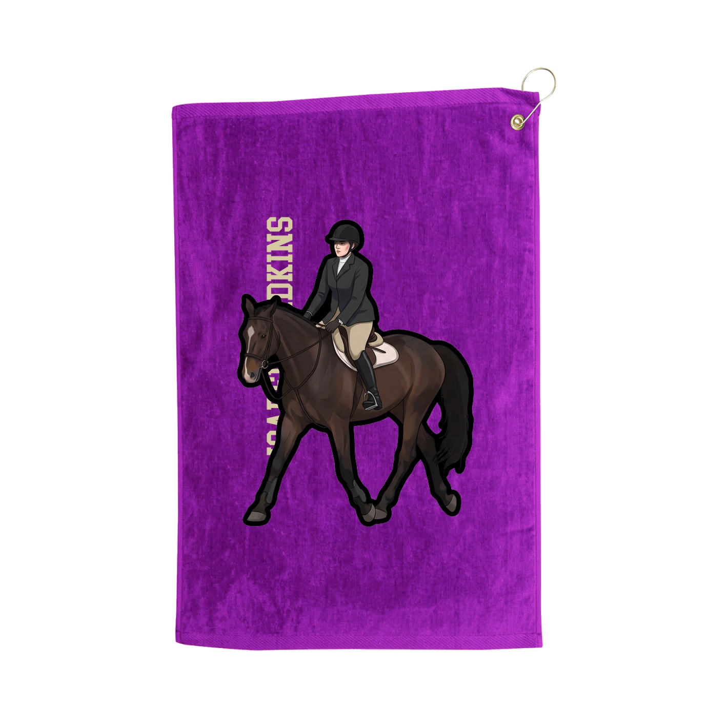 Golf Towel — Name Vertical in Purple