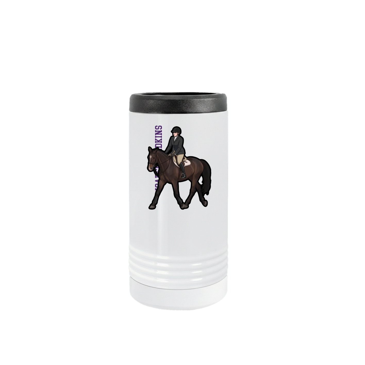 Slim Beverage Holder — Name Vertical in White