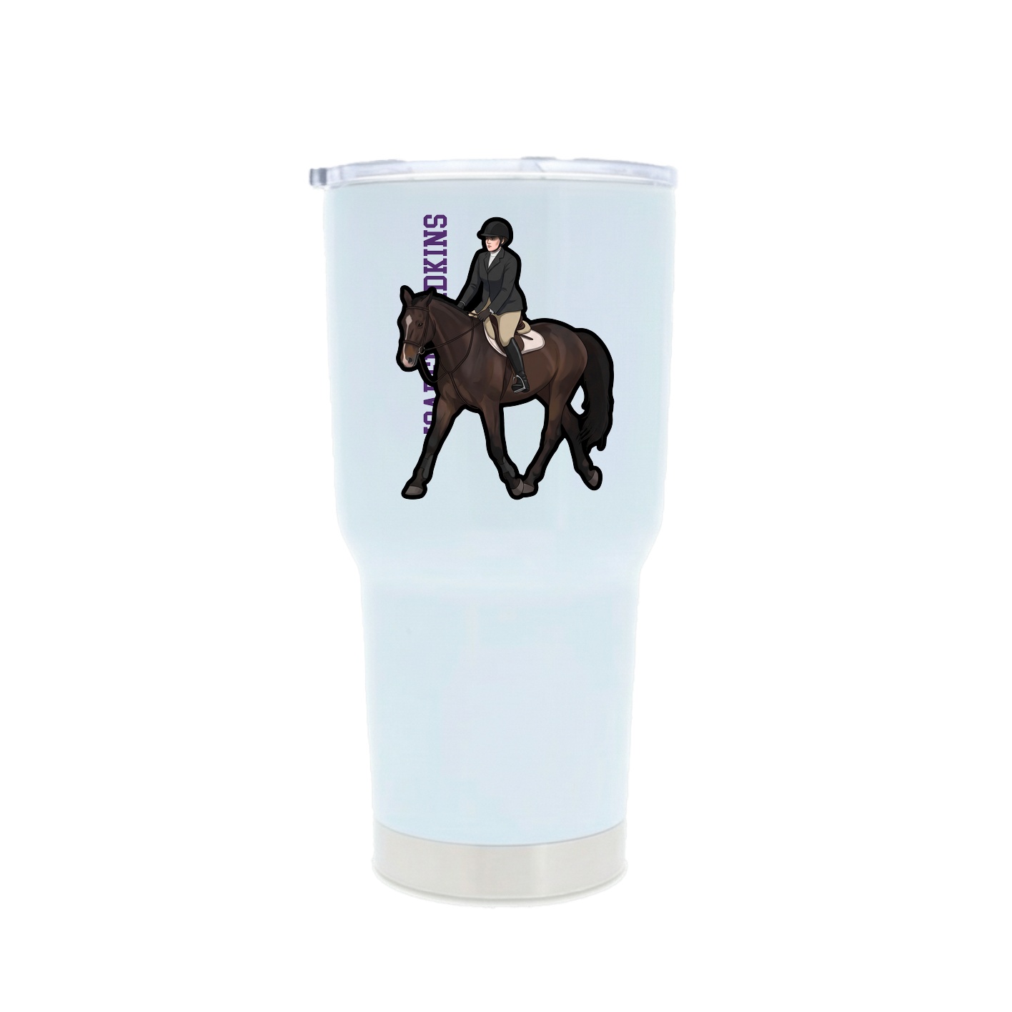30oz Stainless Steel Tumbler — Name Vertical in White