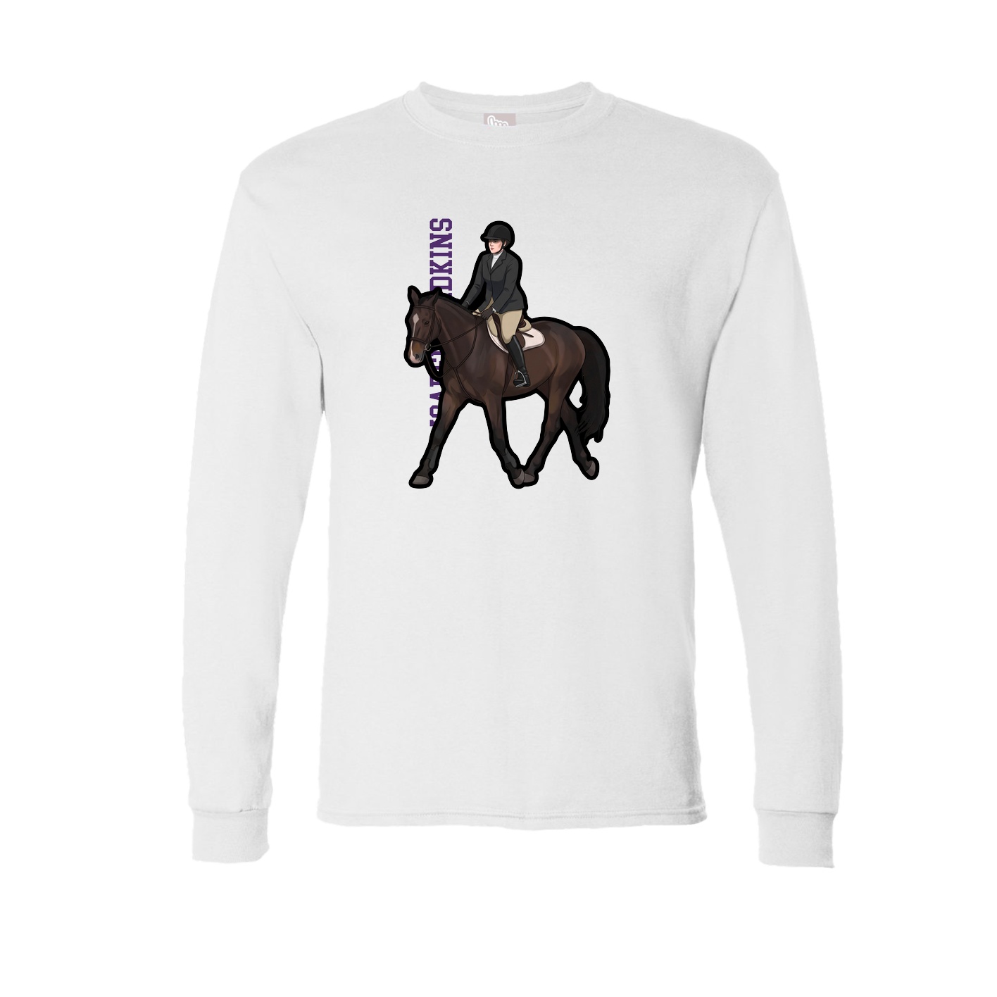 Long Sleeve Tee — Name Vertical in White