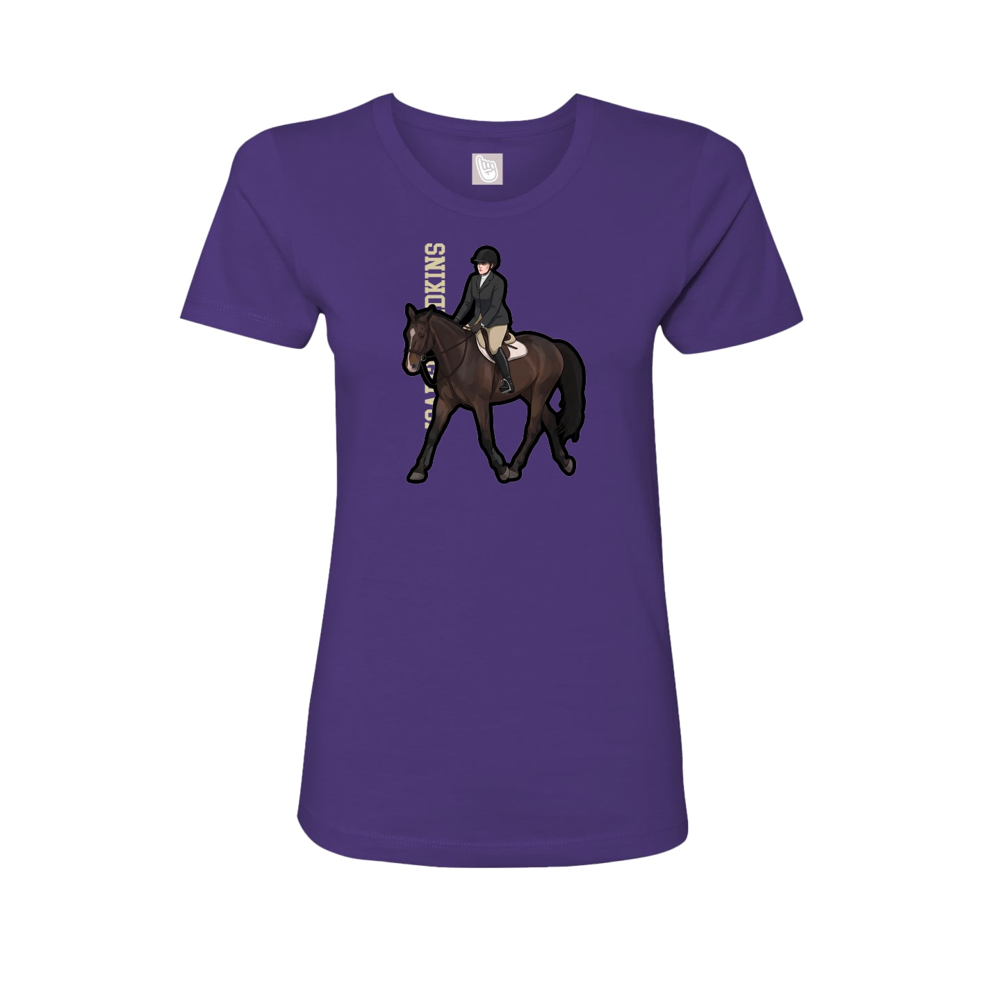 Fitted Women's Tee — Name Vertical in Purple