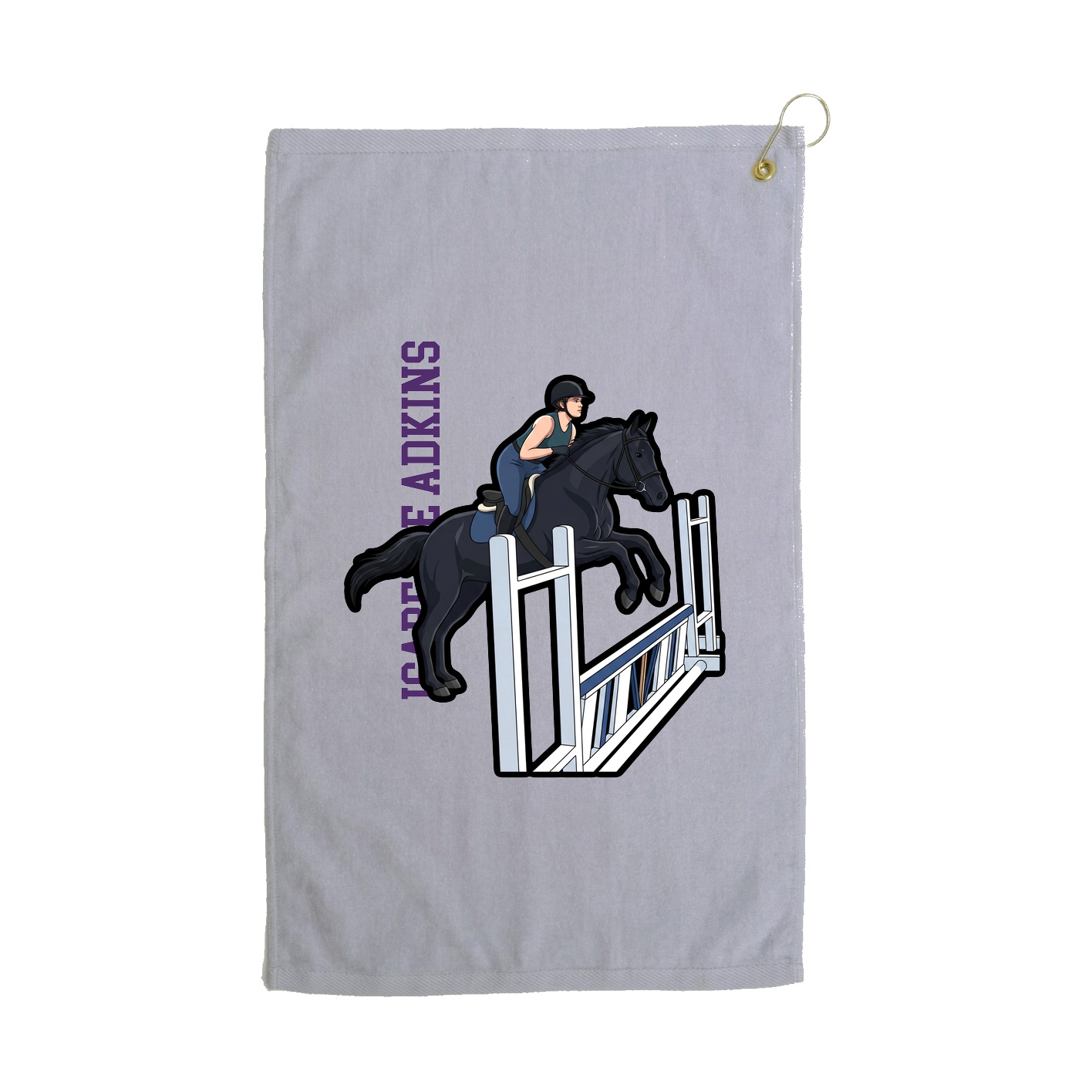 Golf Towel — Name Vertical in Grey
