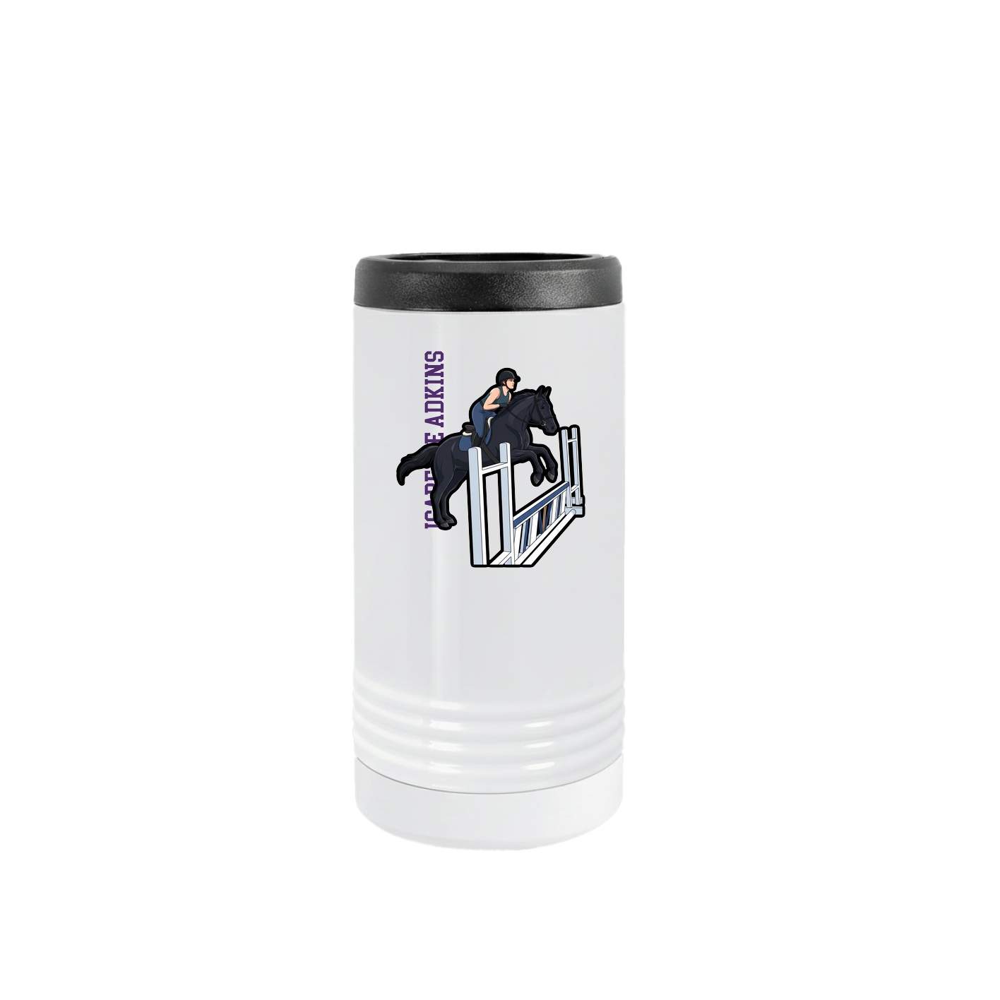 Slim Beverage Holder — Name Vertical in White