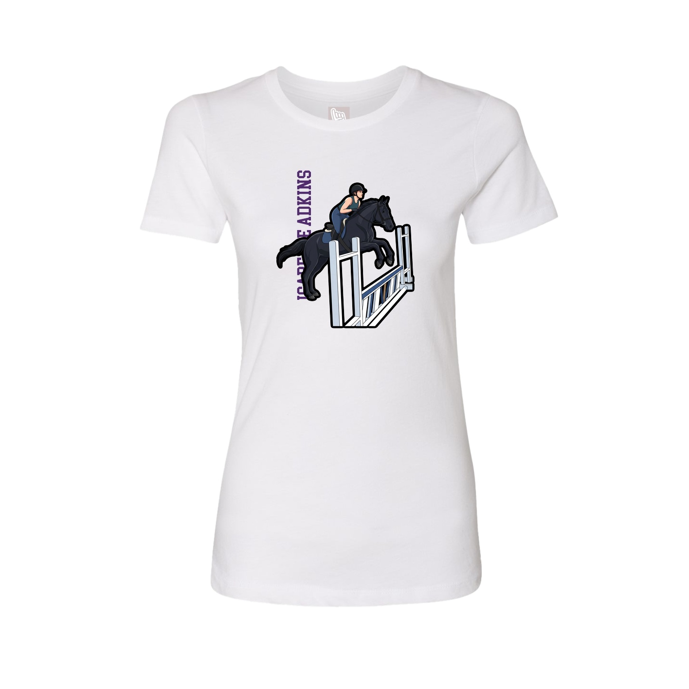 Fitted Women's Tee — Name Vertical in White