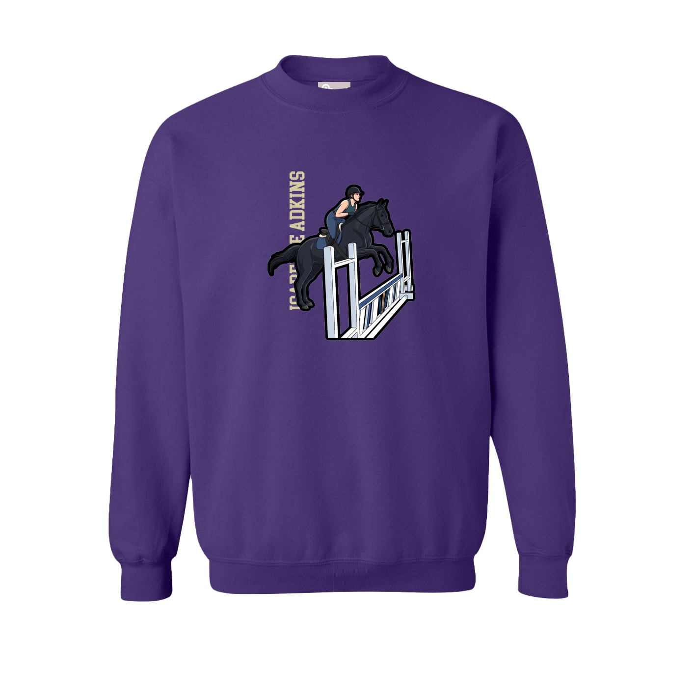 Fleece Crew — Name Vertical in Purple