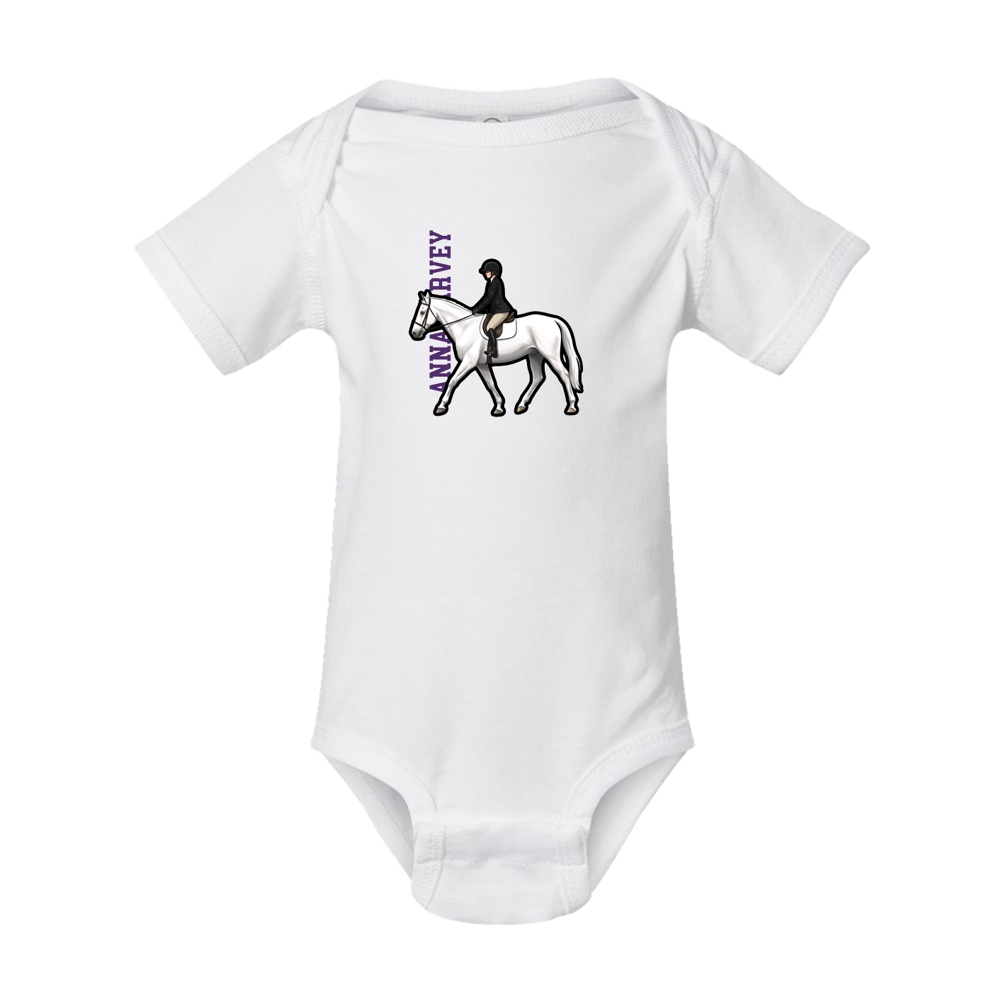 Baby Onesie — Name Vertical in White